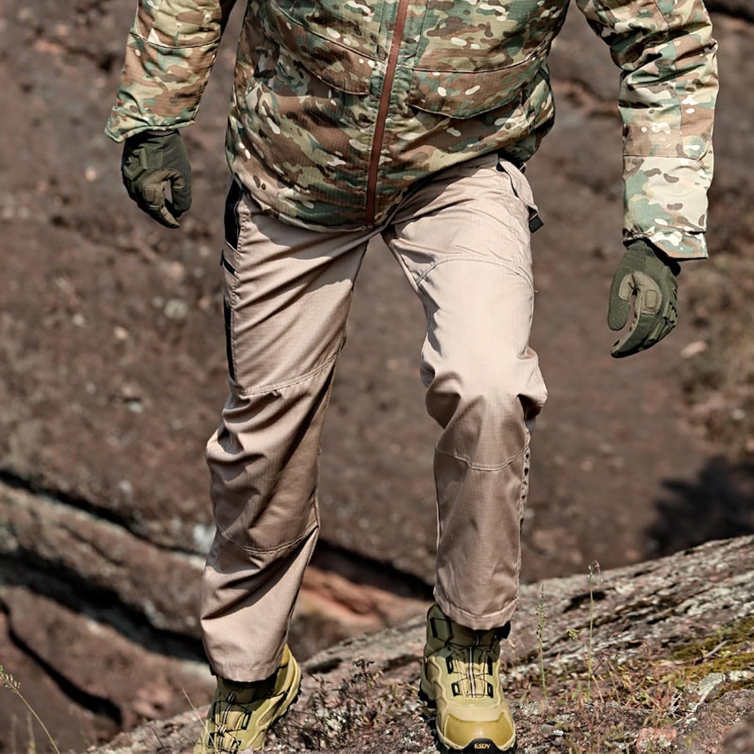 WENKOMG1 Tactical Pants for Men - Rip-Stop Waterproof Multi-Pockets Multi-Functional