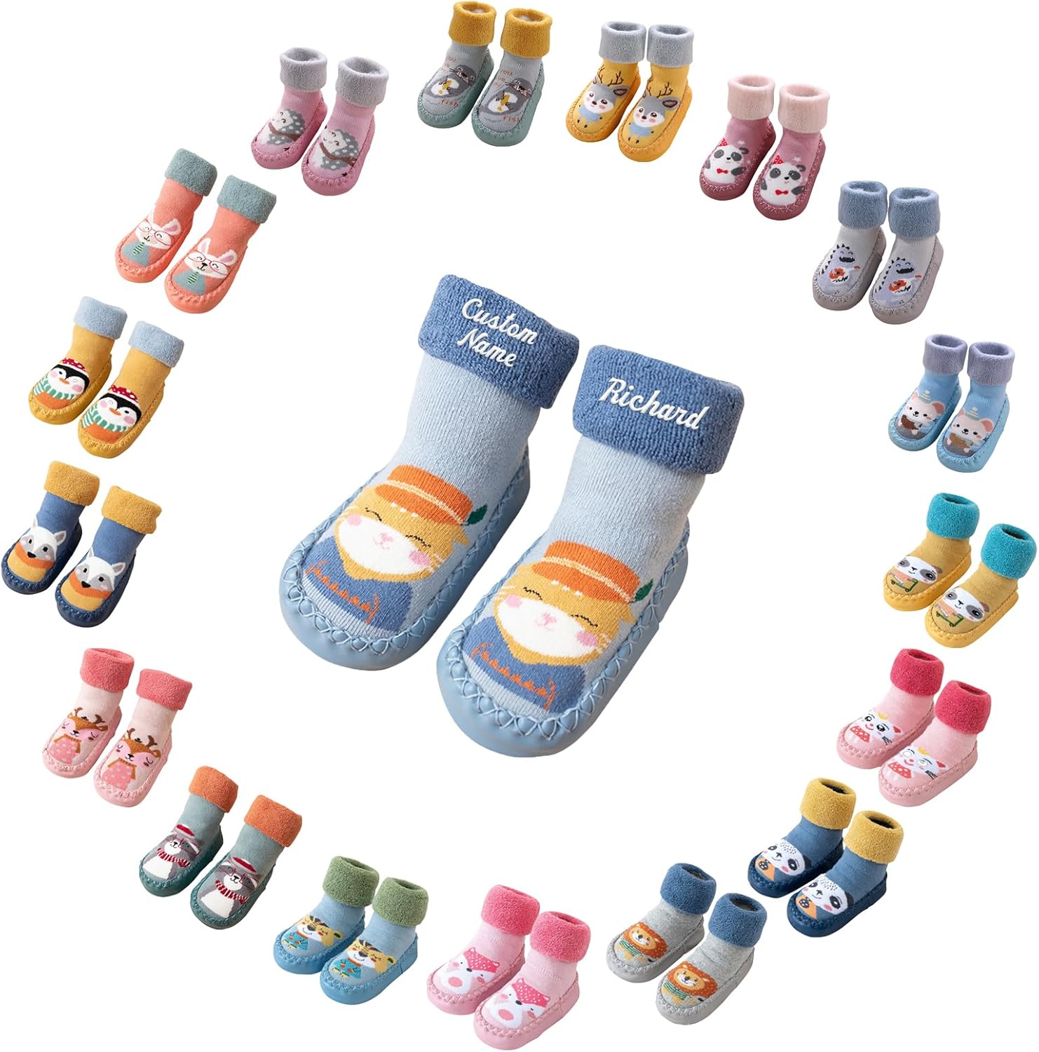 Personalized Childs Name Socks Toddler Slippers