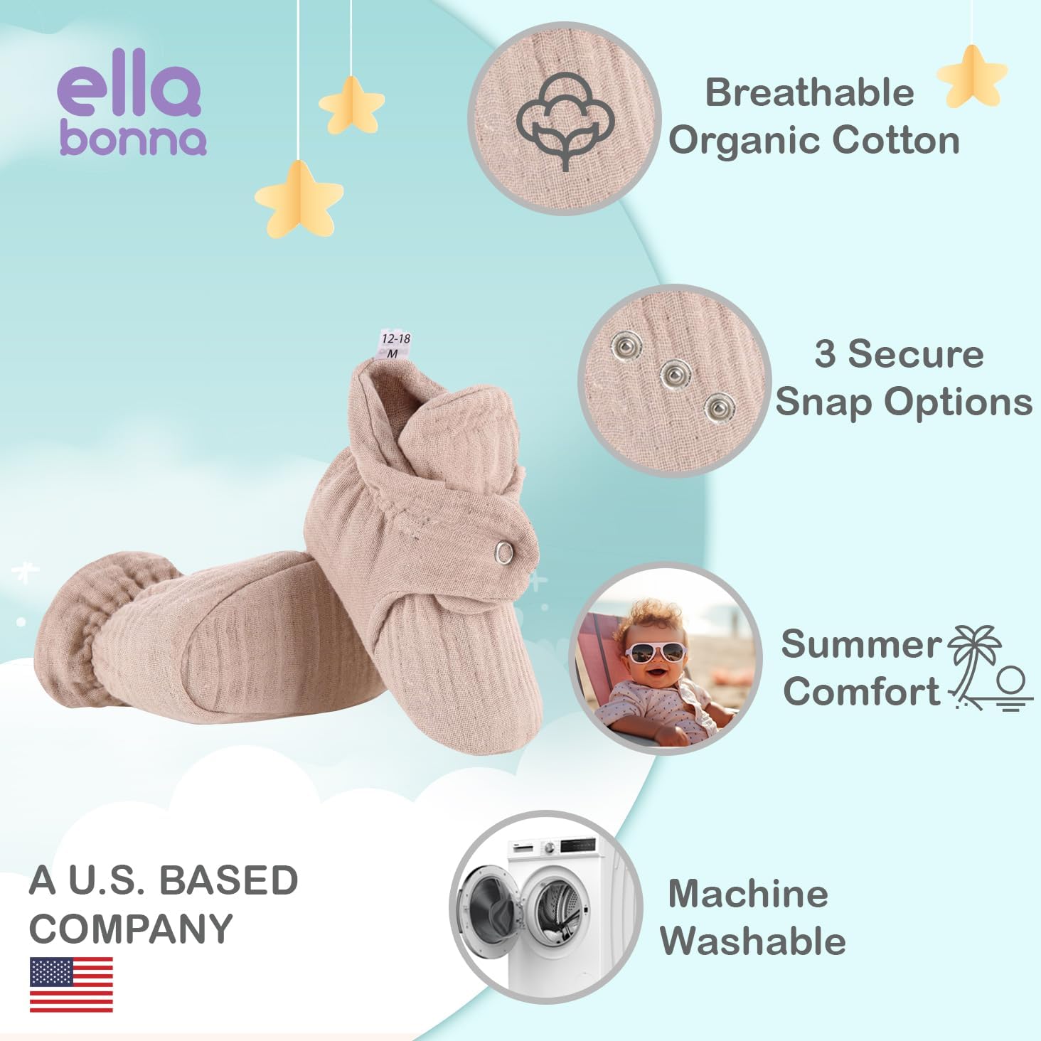 Ella Bonna Organic Cotton Toddler Booties