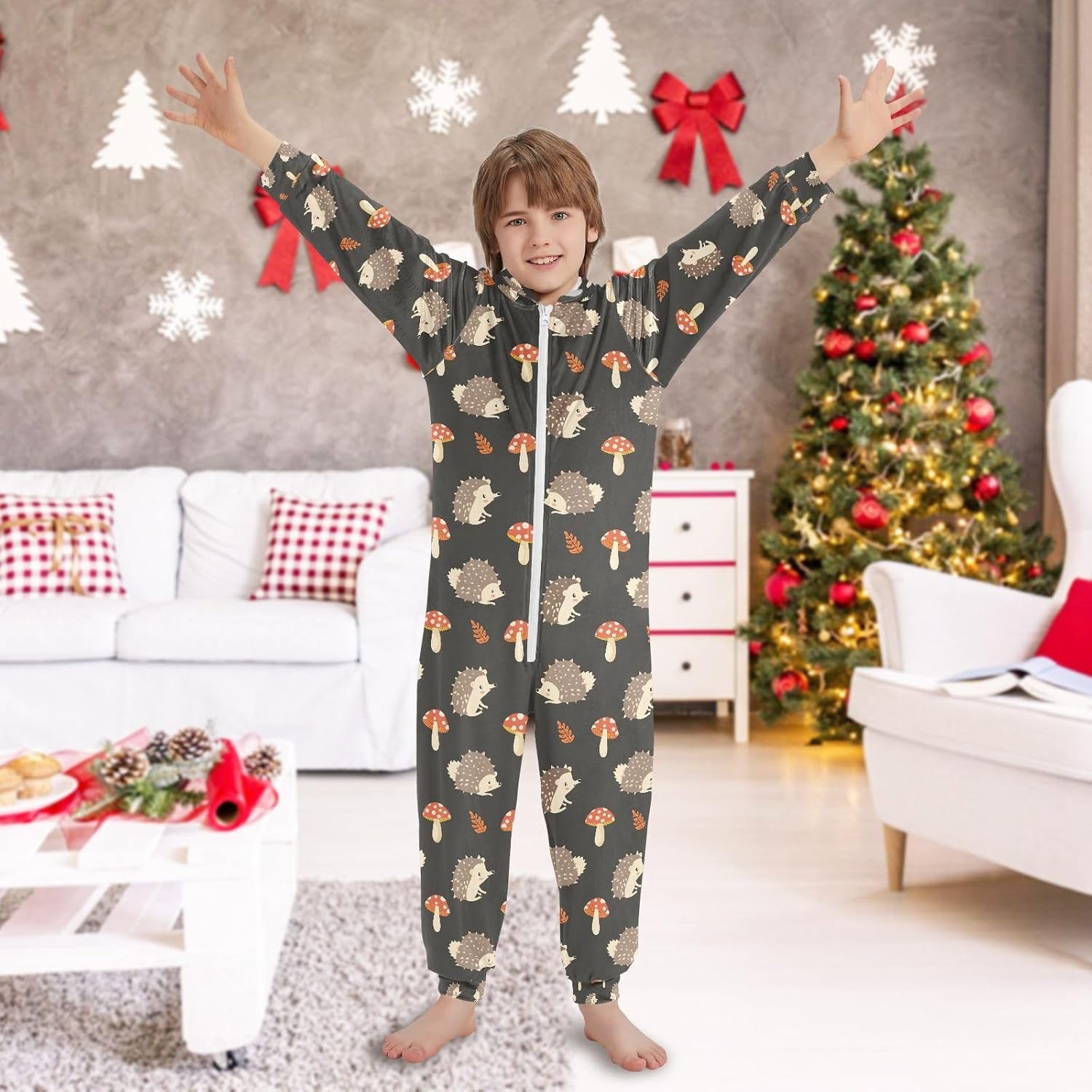 French Fries and Hamburger Onesie Pajamas Zip Up Sleepwear