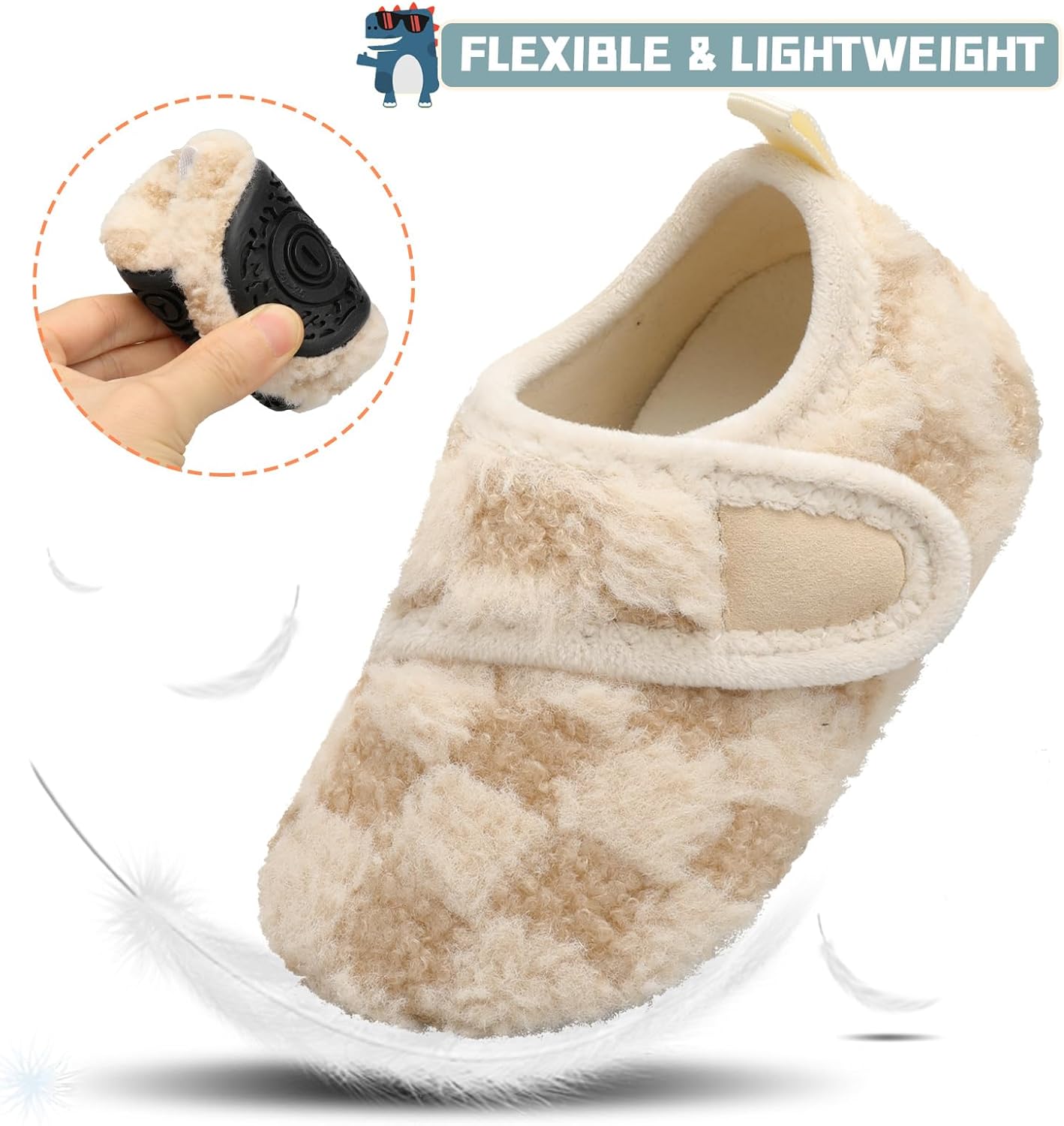 Scurtain Toddler Slippers for Winter Cozy and Safe for Kids