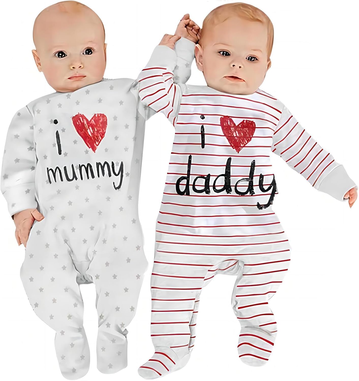 AOMOMO 2-Pack Baby Footies Newborn Romper