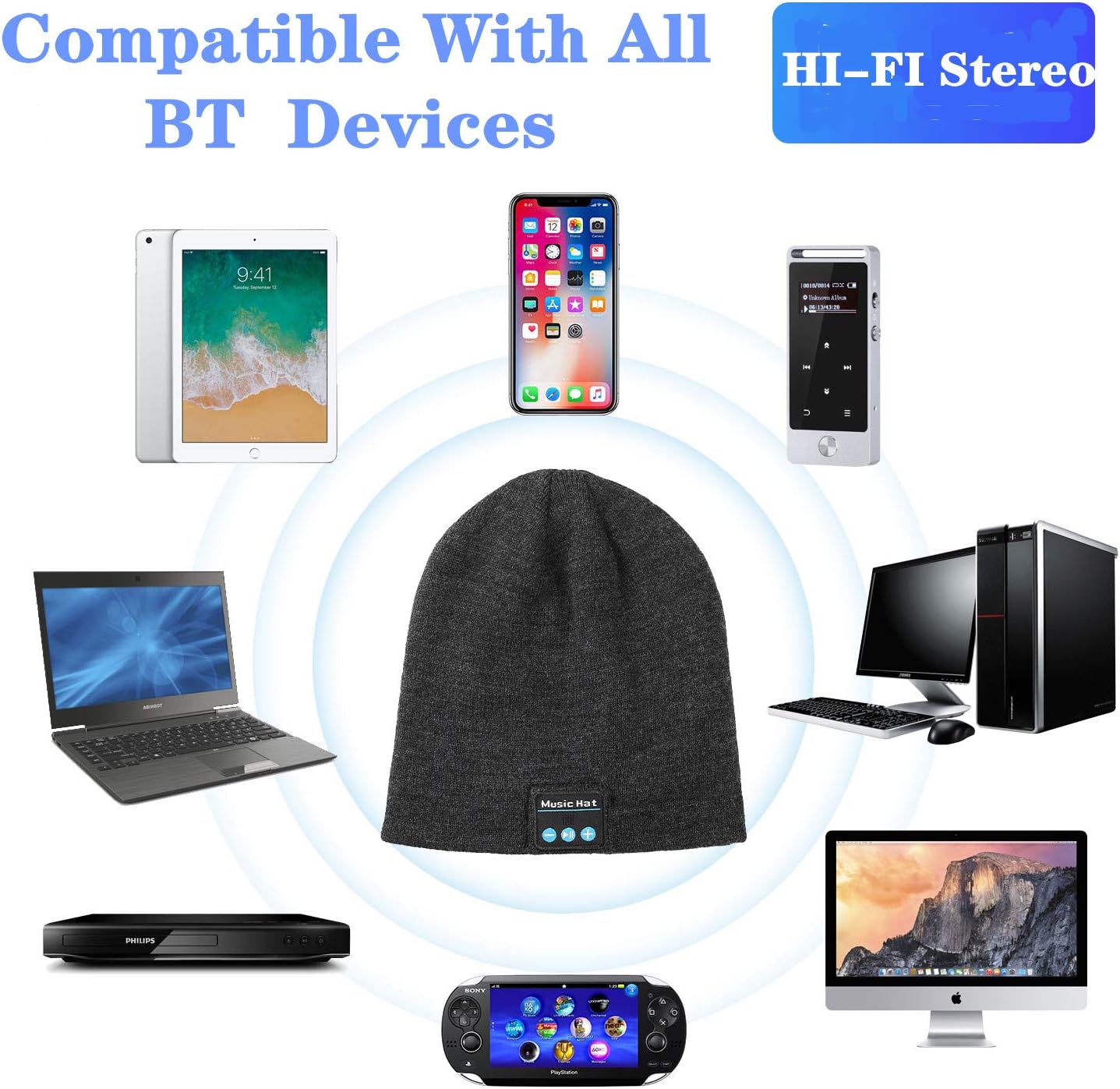 Miserwe Unisex Wireless Beanie for Warm Winter Style