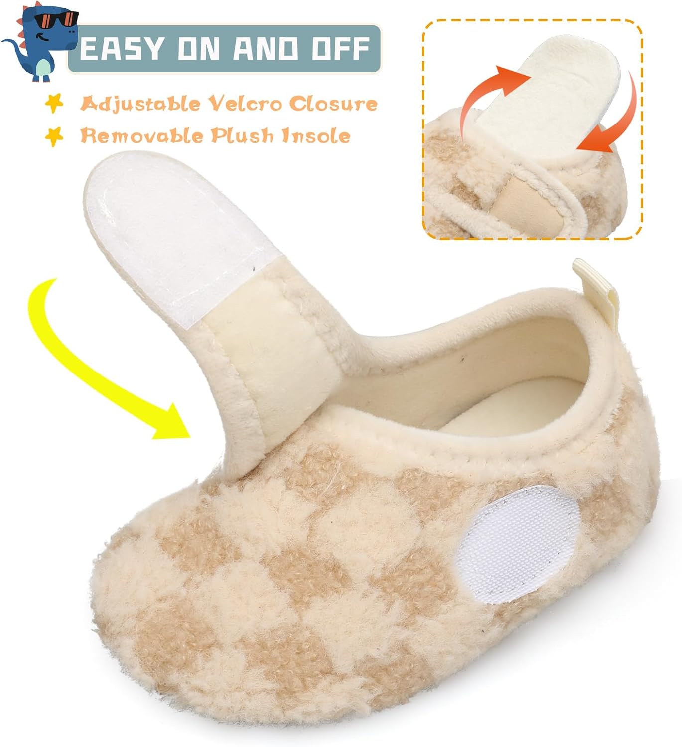 Scurtain Toddler Slippers for Winter Cozy and Safe for Kids
