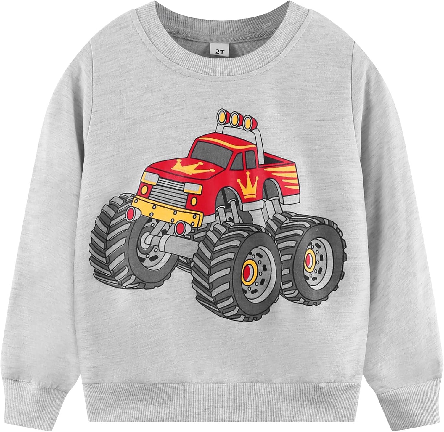 Popshion Boys Crewneck sweatshirt dinosaur truck design