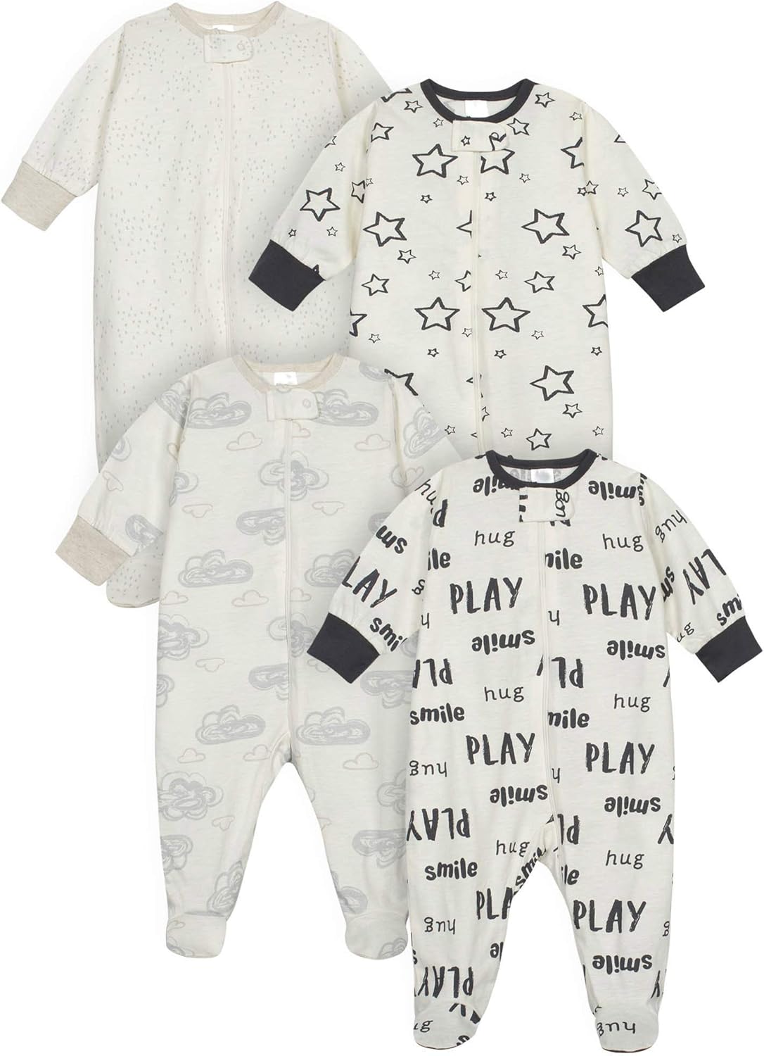 Onesies Brand Sleep N Play Footies Unisex-Baby 4-Pack