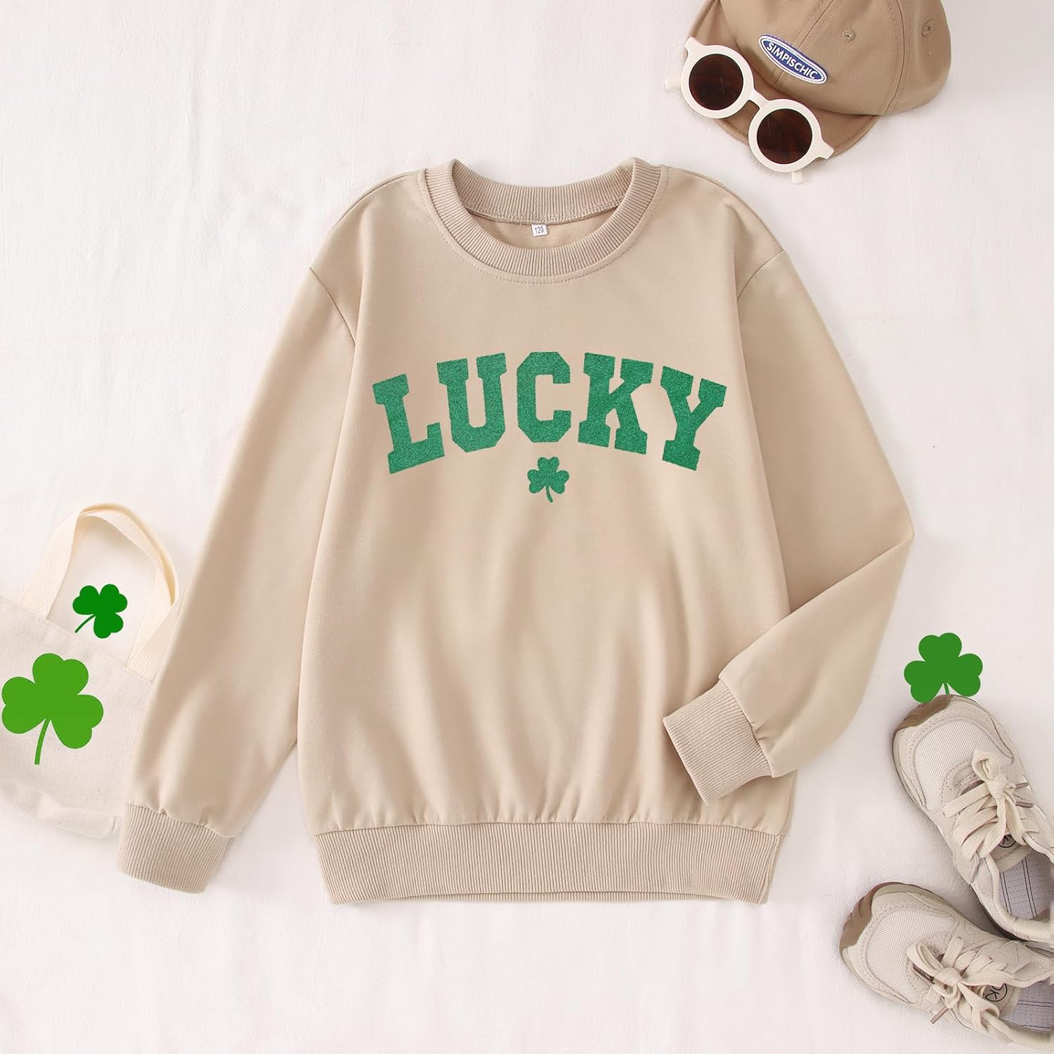 GLIGLITTR Boys Girls St Patricks Day Lucky Clover Sweatshirt