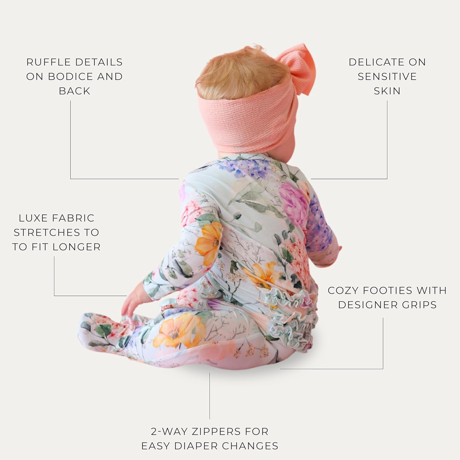 Posh Peanut Footie Pajamas for Babies Cozy Viscose Sets with Ruffles