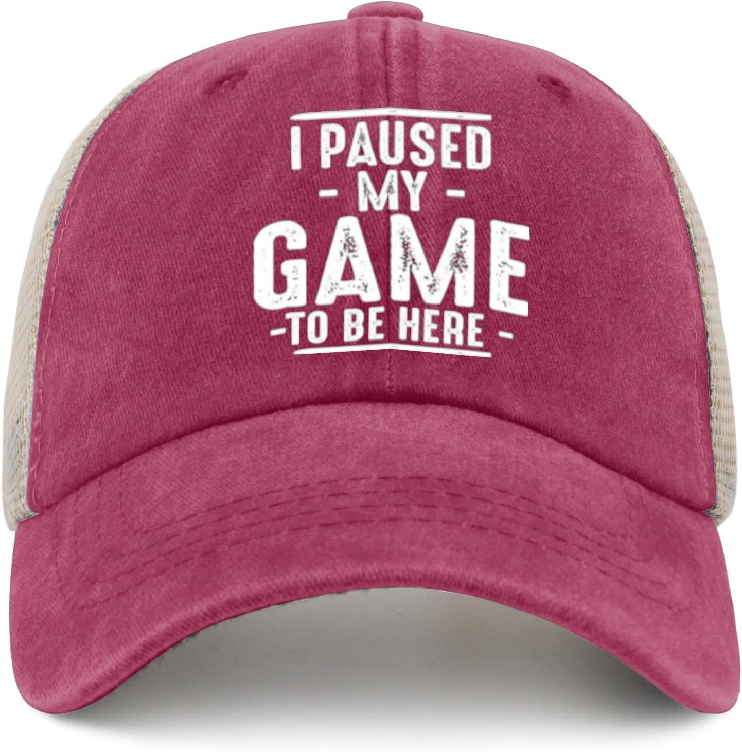 I Paused My Game to Be Here Funny Gaming Mens Novelty Trucker Hat