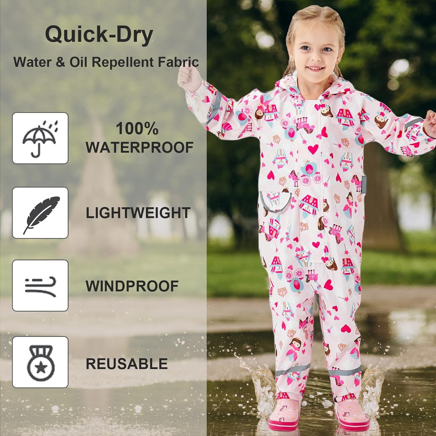 KidsToddlerRainSuitGirlsBoysRaincoat1-10Years