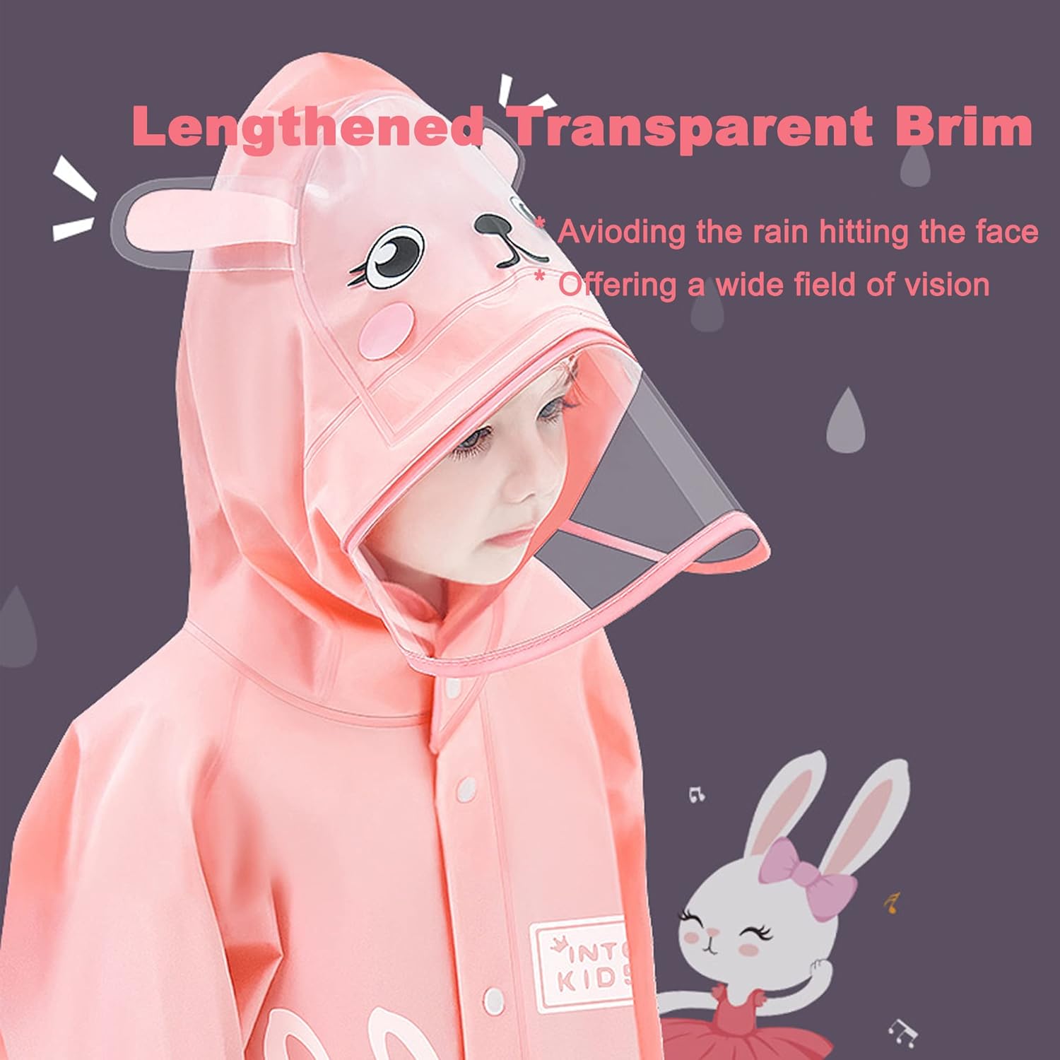 Fewlby Reflective Water-Resistant Rain Jacket for Kids M