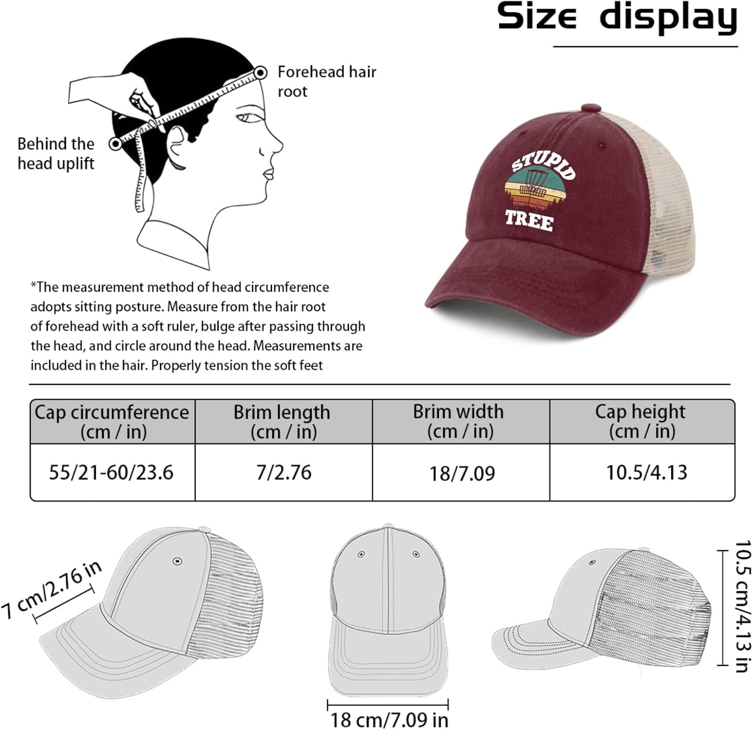 Stupid Tree Disc GolfFunny Trucker Hat Grandpa Gift