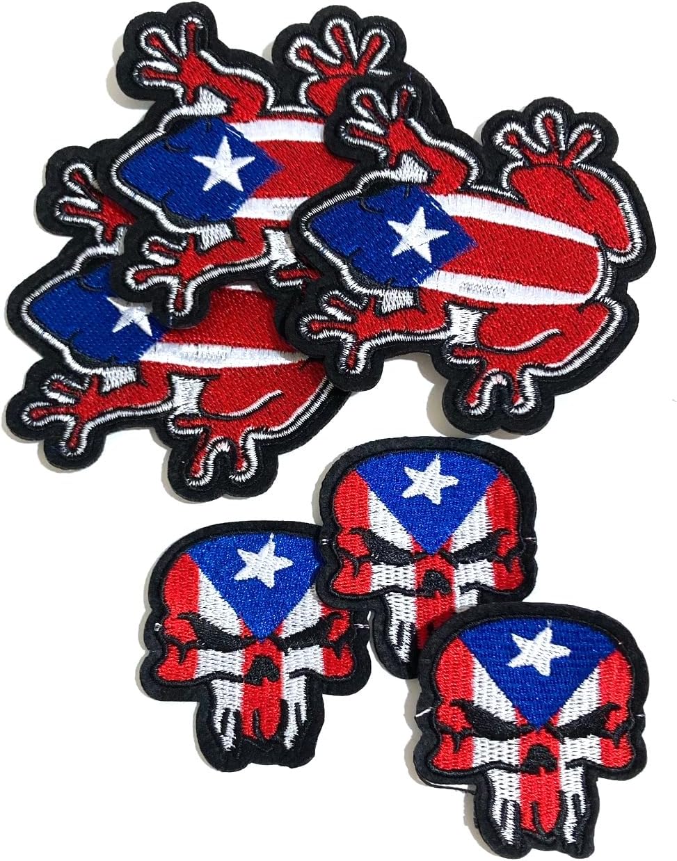 Genuine Puerto Rican Flag Iron-On Patch WITH COQUI SKELL uncontaminated