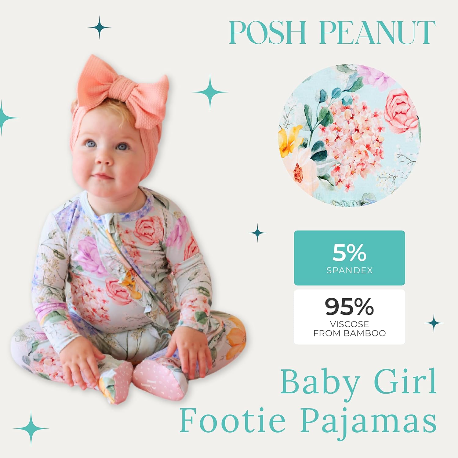 Posh Peanut Footie Pajamas for Babies Cozy Viscose Sets with Ruffles