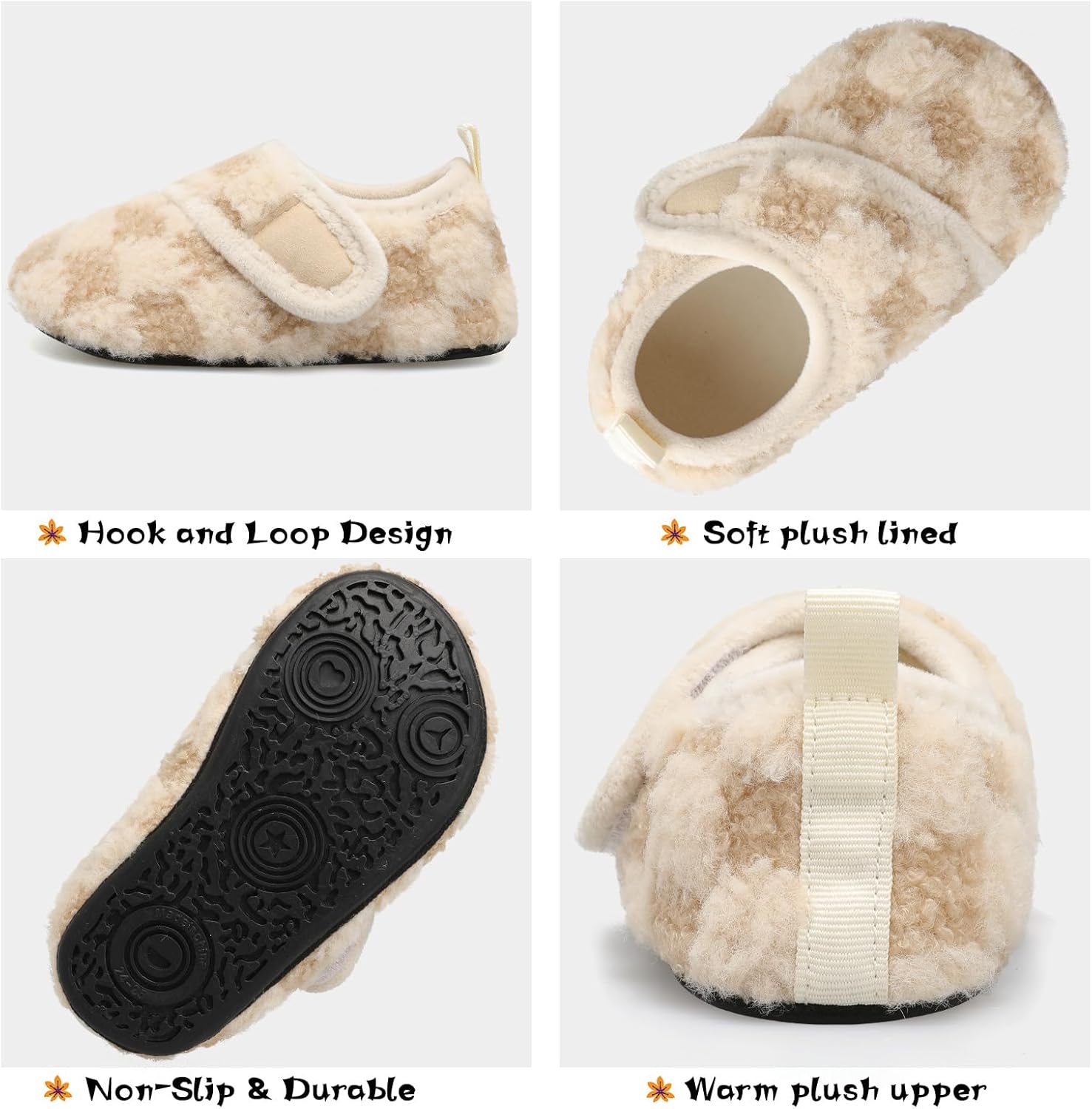 Scurtain Toddler Slippers for Winter Cozy and Safe for Kids