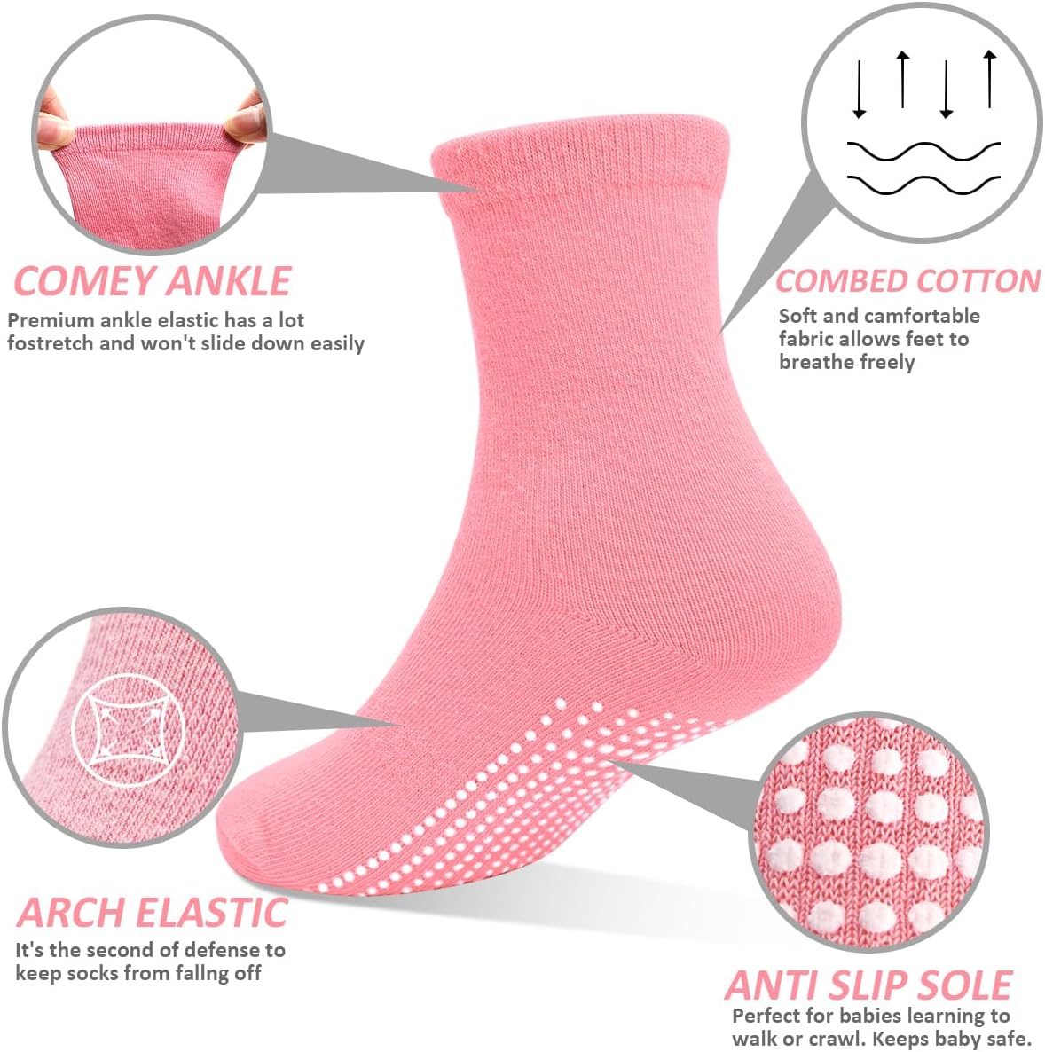 Tphon Toddler Girls Non-Slip Socks for 1-7 Years