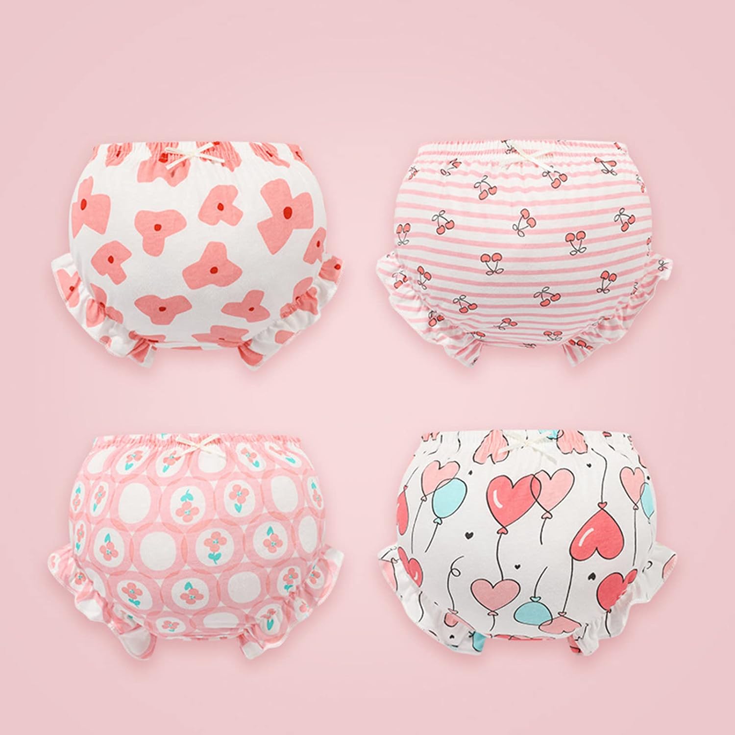 4-Piece Baby Girls Ruffle Briefs Newborn Diaper Cover Underwear