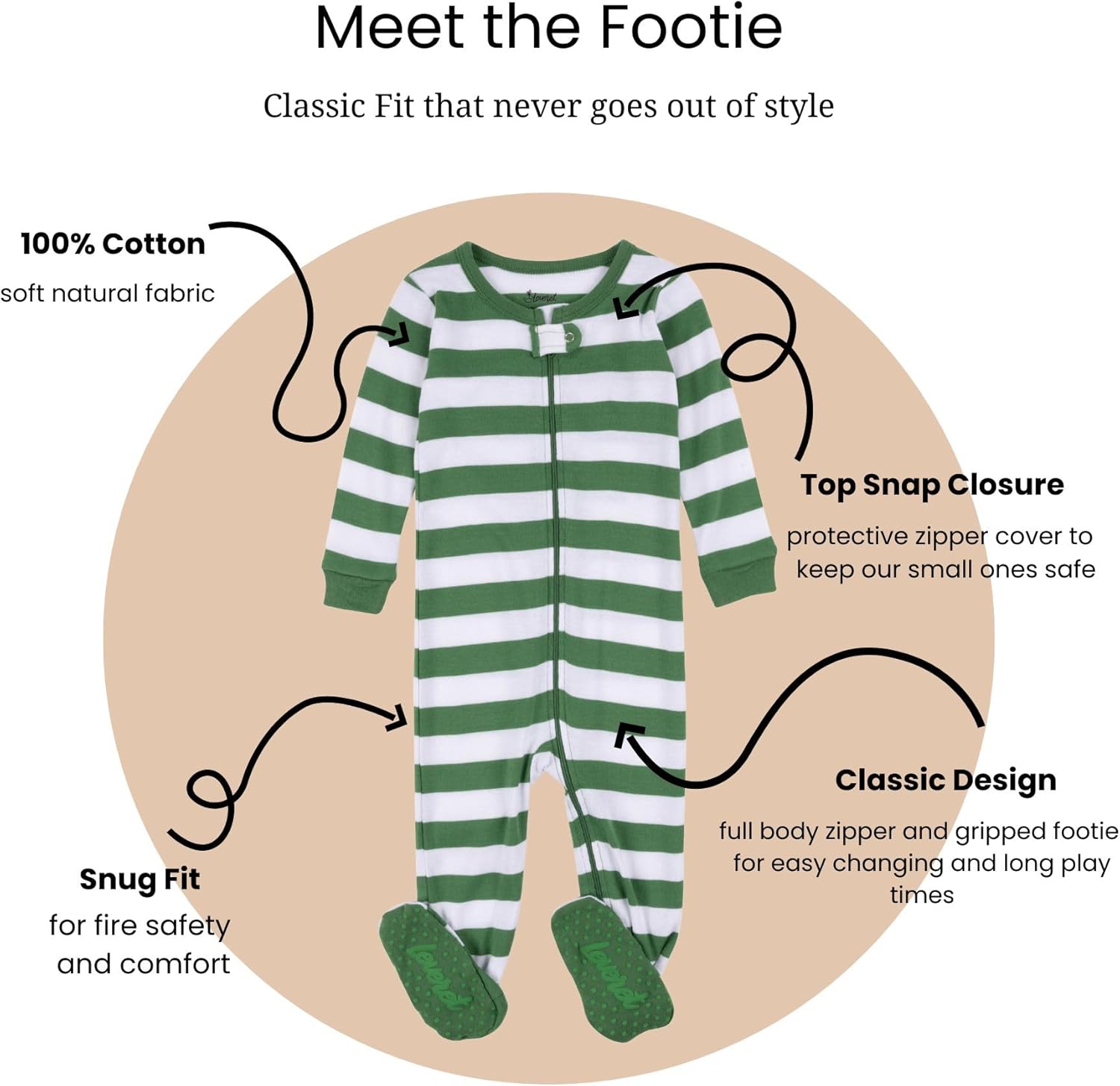 Leveret Kids Footed Pajamas 100 Cotton
