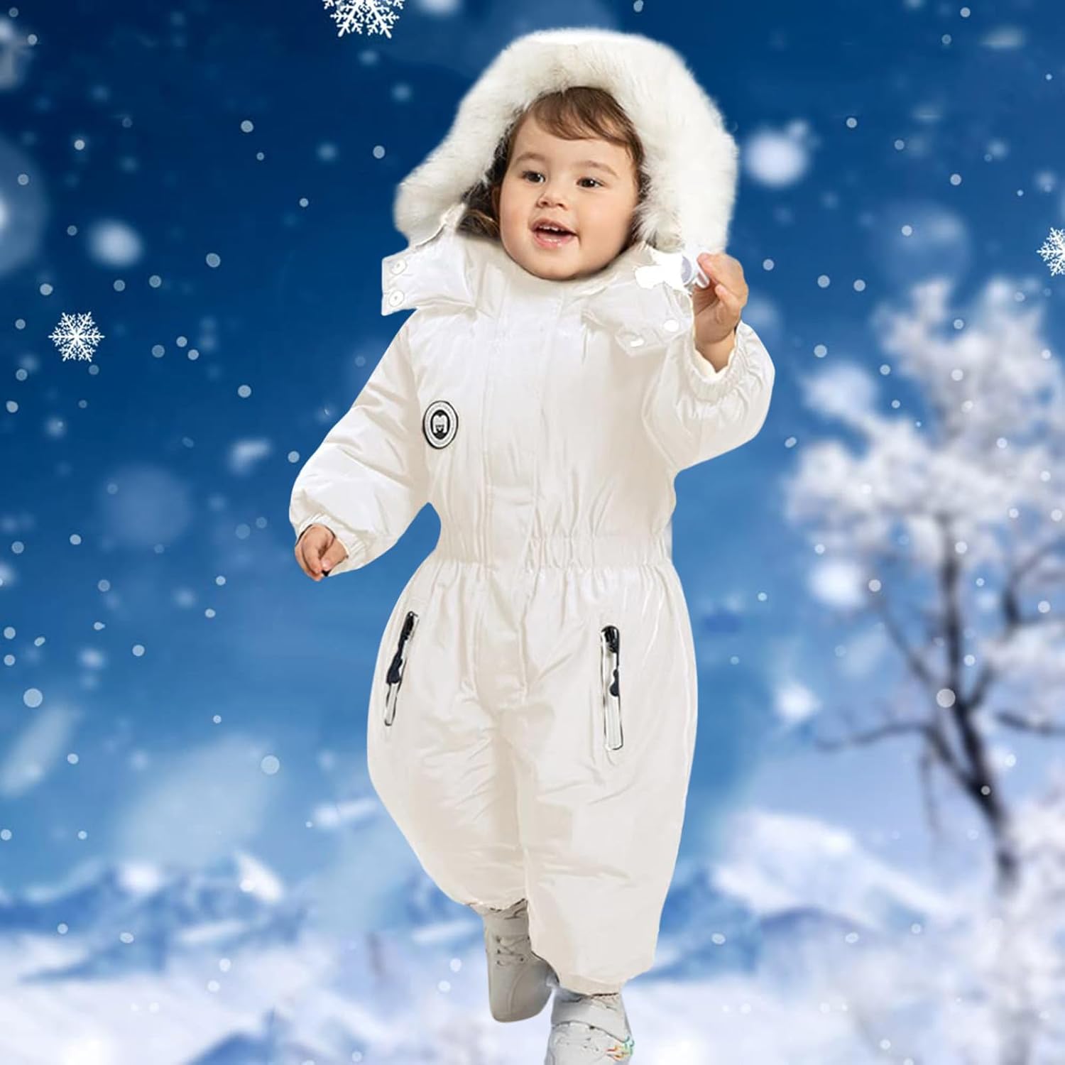 2-Piece Ski Snowsuit Kids Down Jacket Snow Bib Pants 1-6 Years