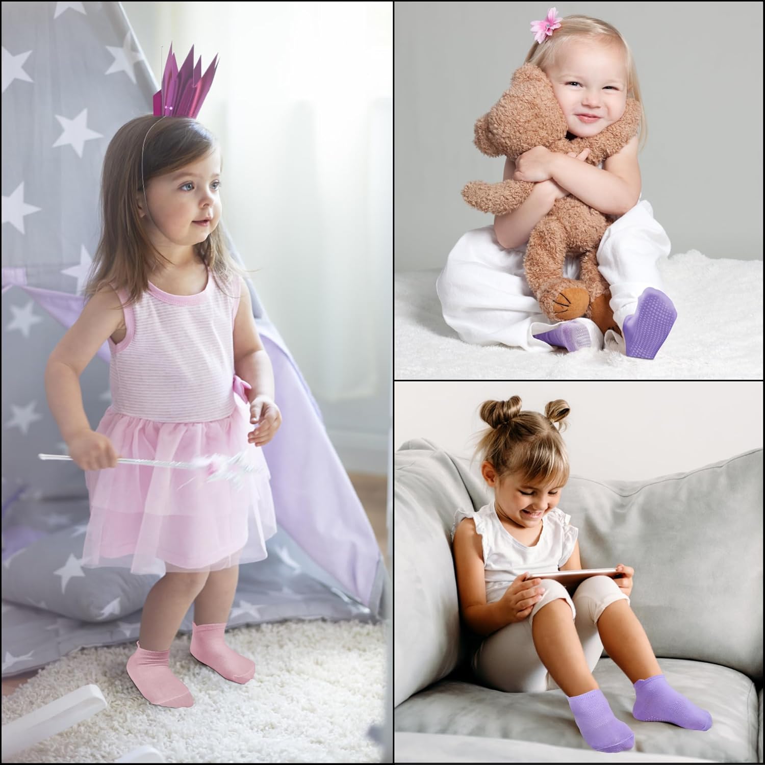 SkiBeaut Toddler Non-Slip Socks - Anti-Slip Easy to Wear