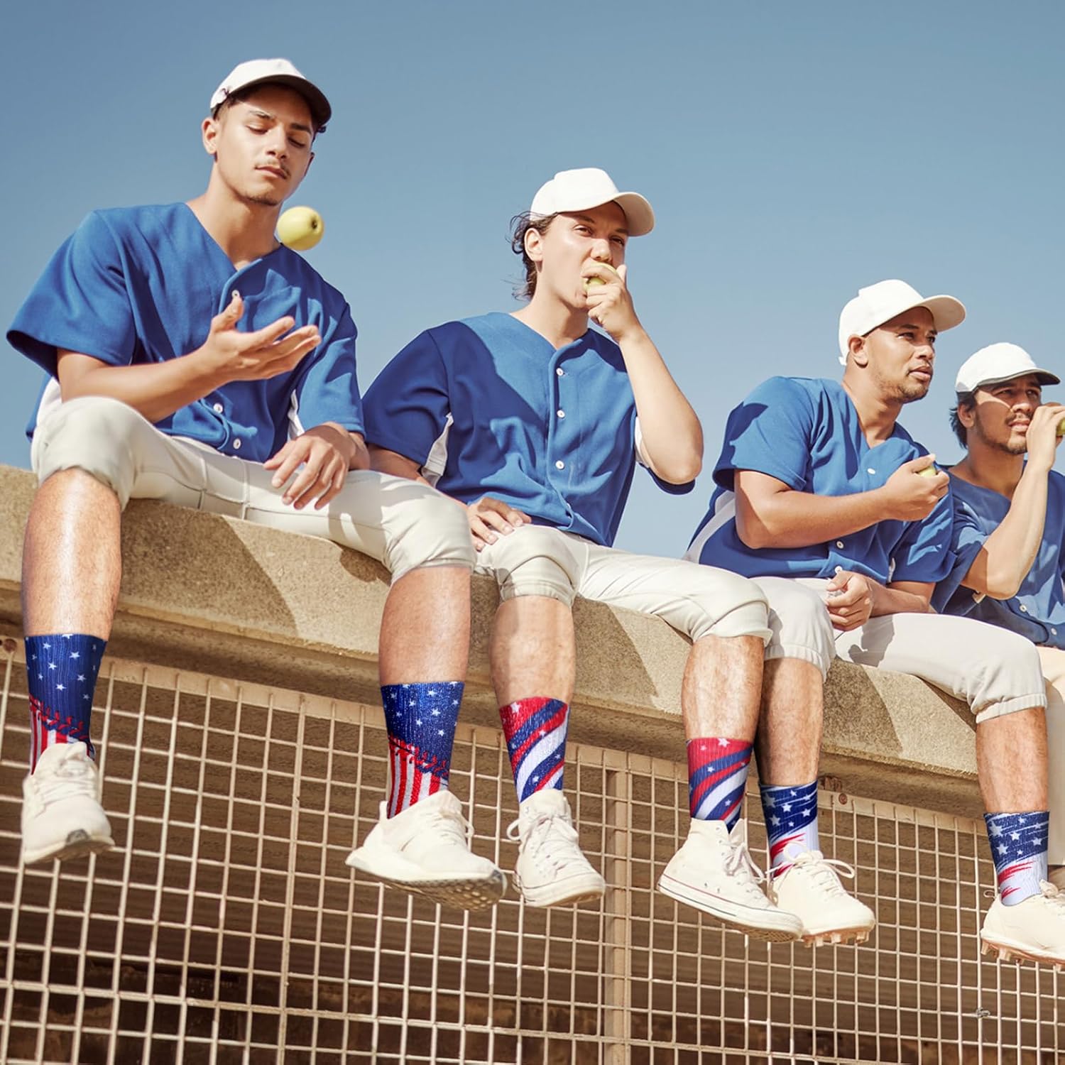Jeyiour 10-Pair Mid Calf Baseball Crew Socks Patriotic Anthology