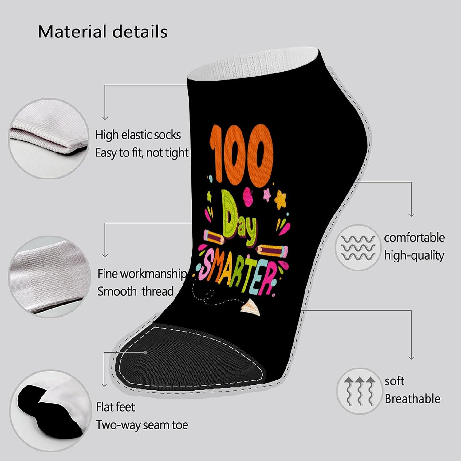 100 Days Smirk Womens Socks