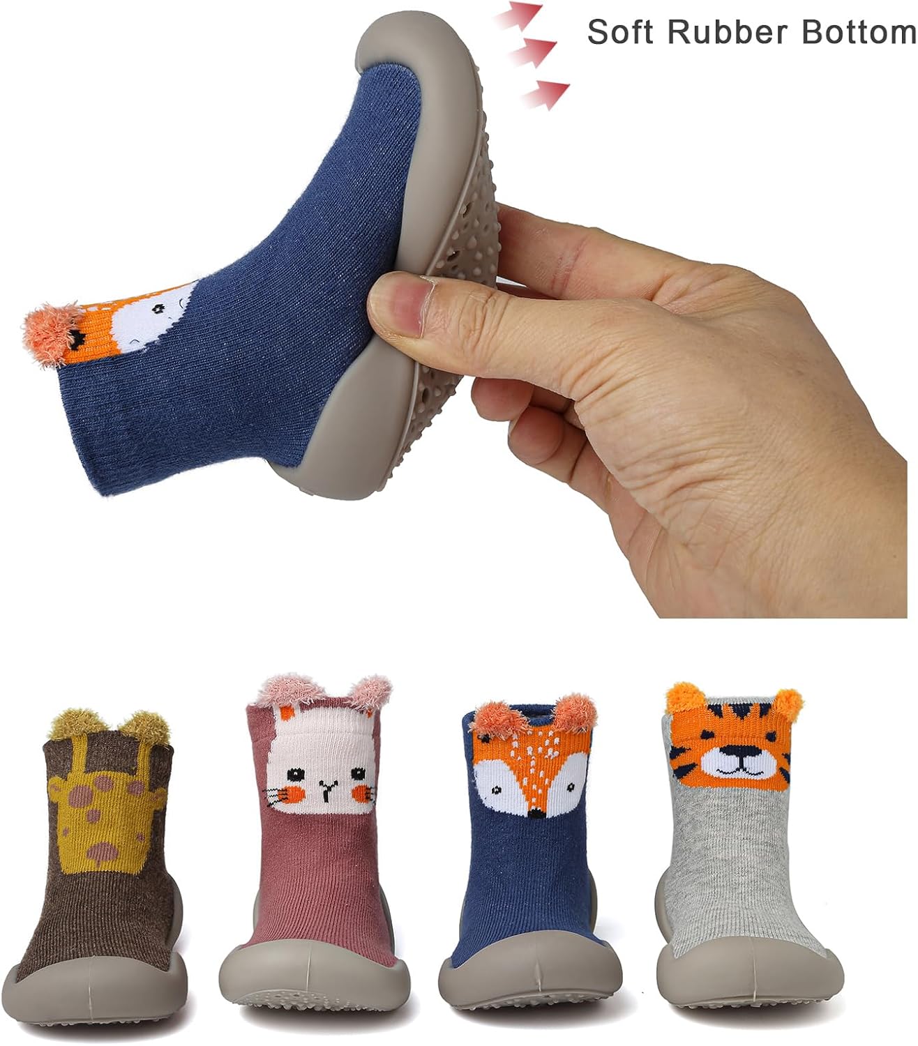 Chaoslook Baby Sock Shoes - Soft Non-Slip Rubber Sole Toddler Slipper