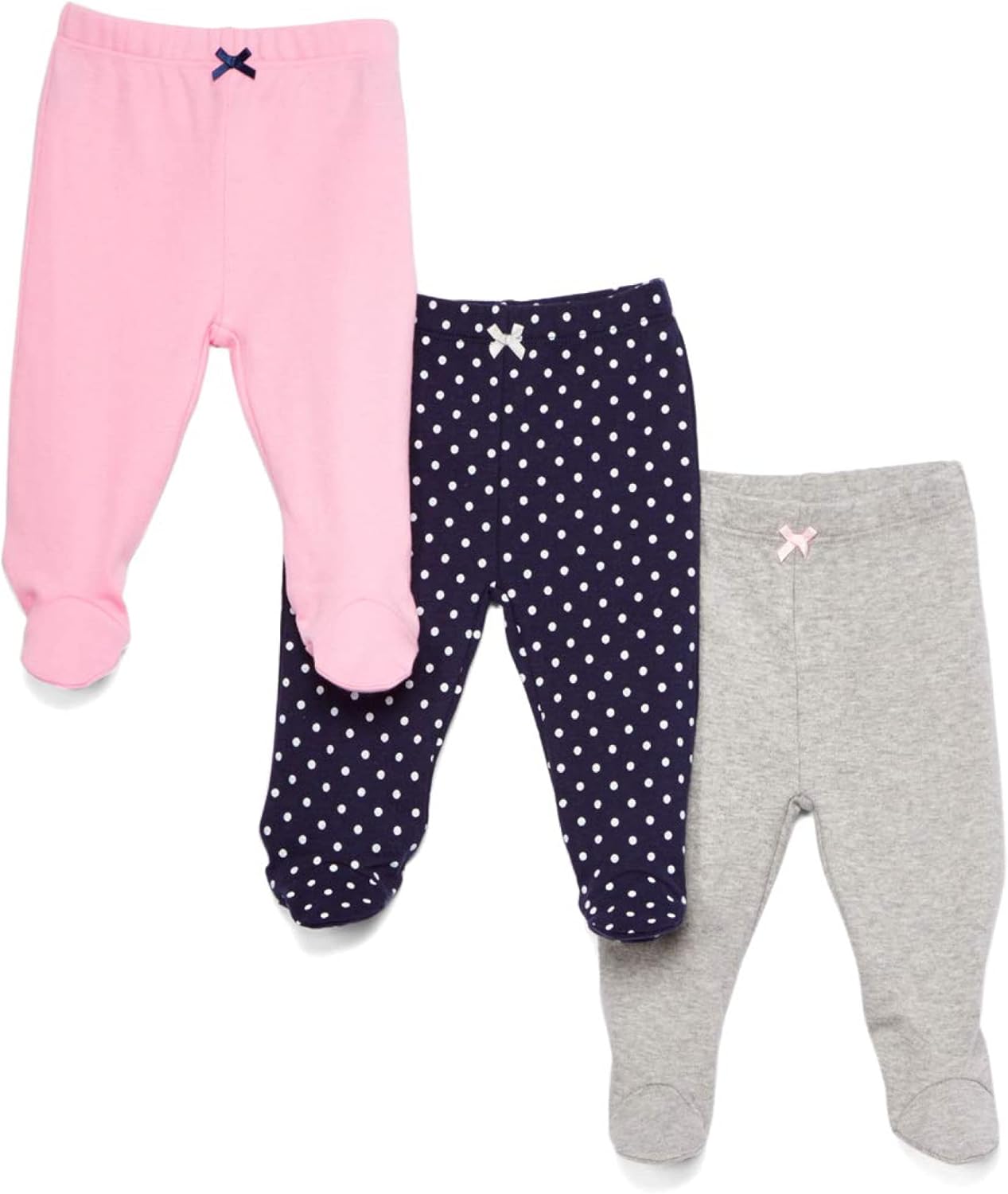 3-Pack Soft Cotton Footed Pants