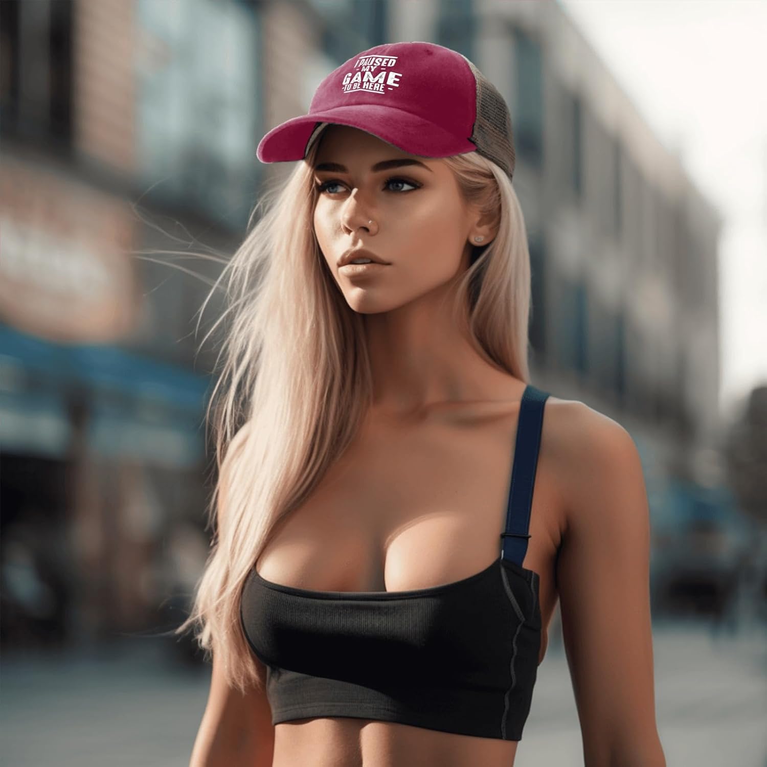 I Paused My Game to Be Here Funny Gaming Mens Novelty Trucker Hat