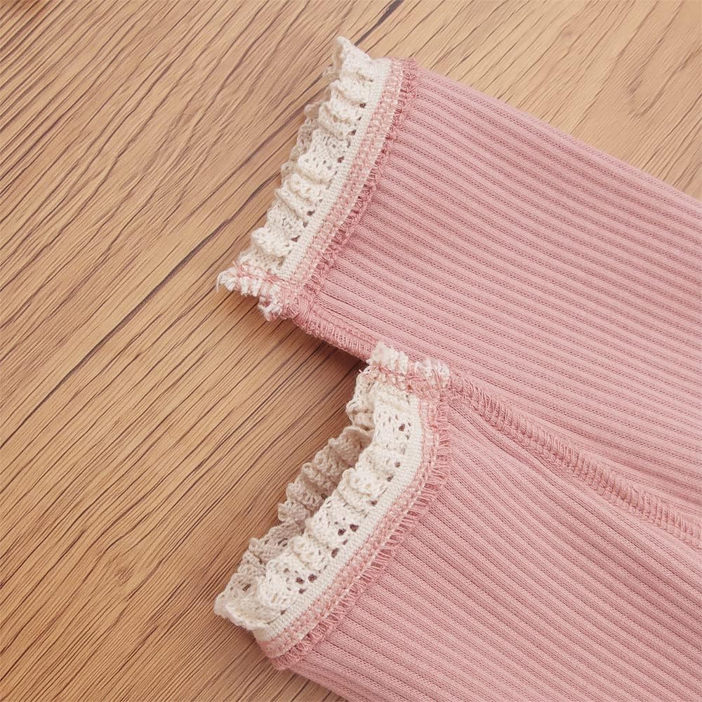 IZYJOY Toddler Girl Leggings with Ruffle Lace Trim