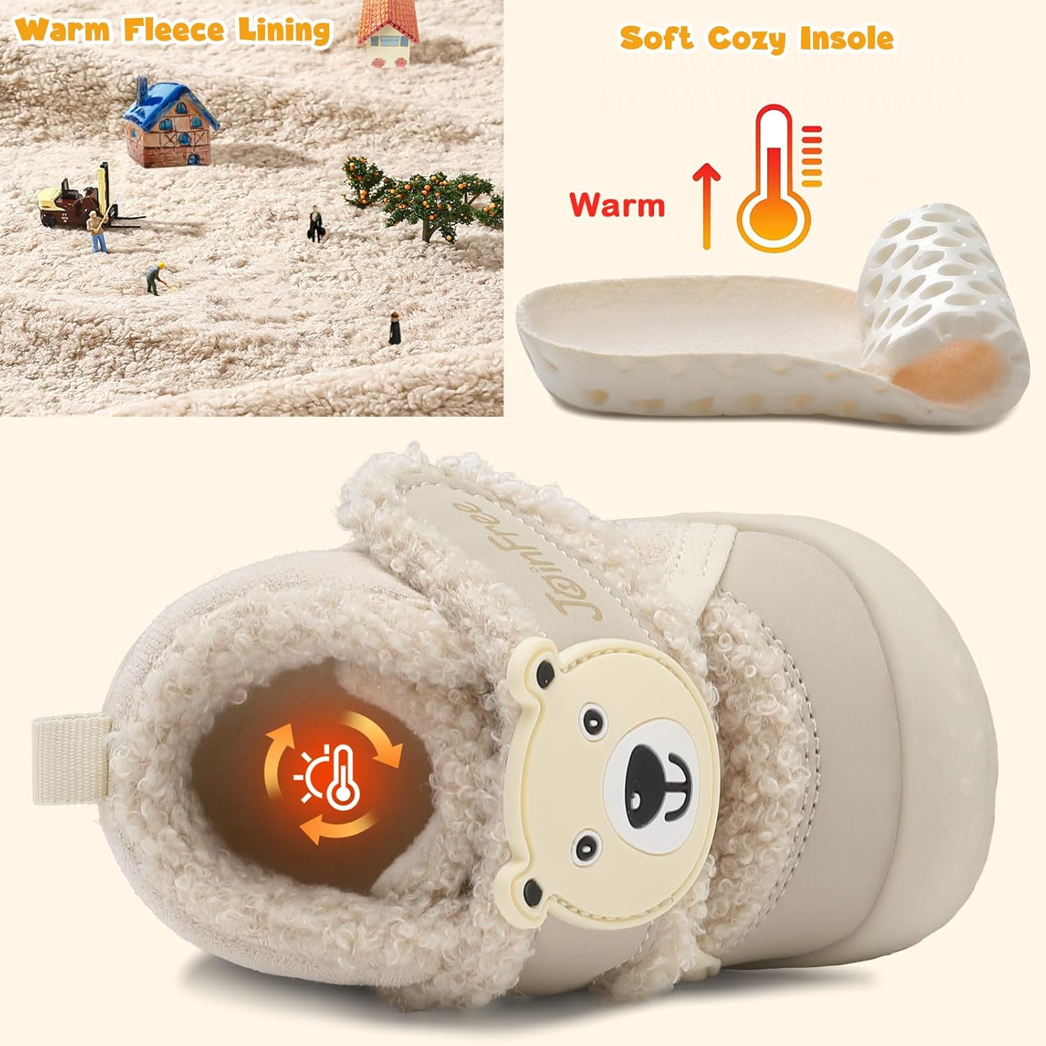 JOINFREE Baby Slippers for Toddler Boys and Girls Cozy Warm Winter Shoes