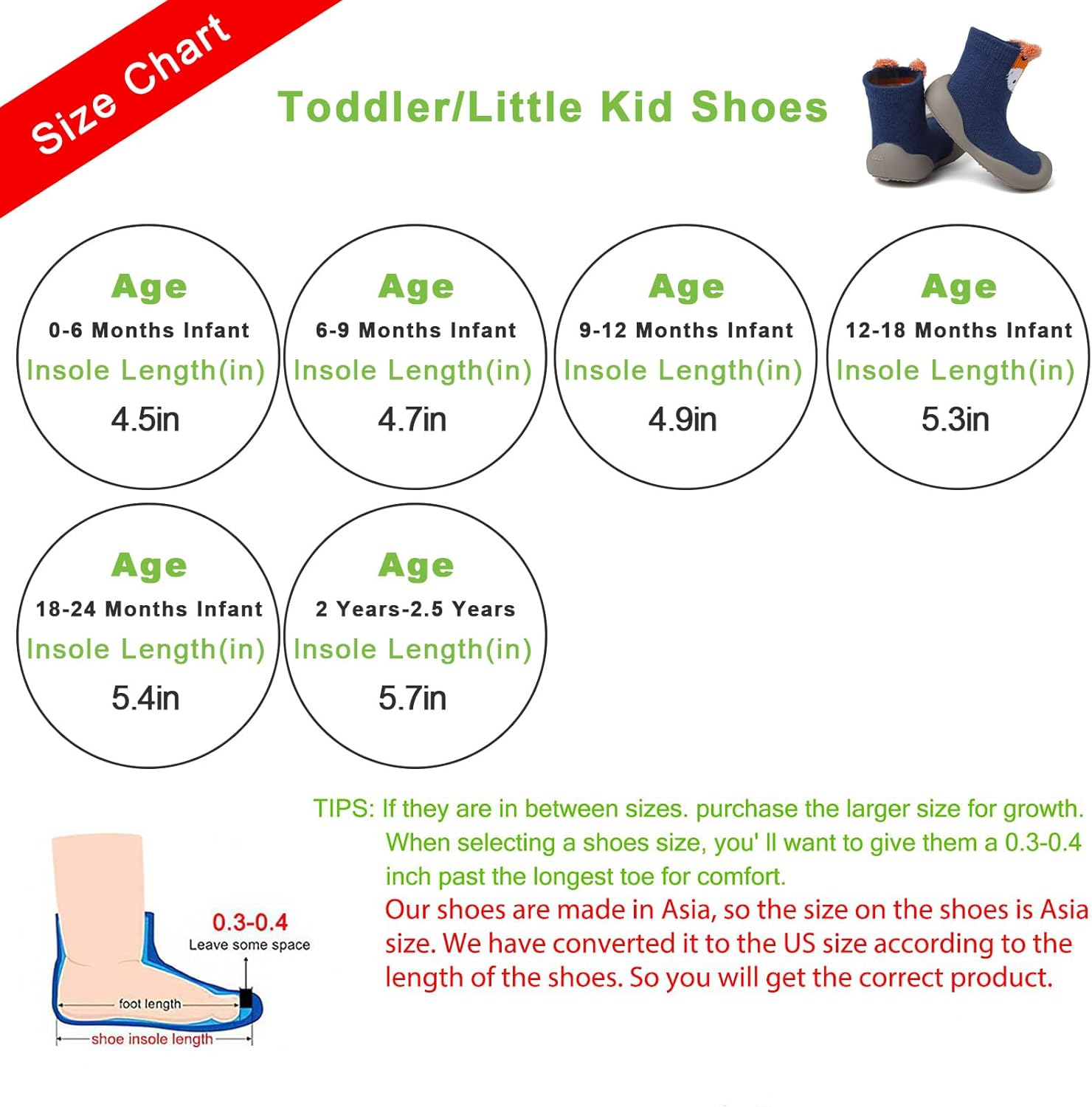 Chaoslook Baby Sock Shoes - Soft Non-Slip Rubber Sole Toddler Slipper