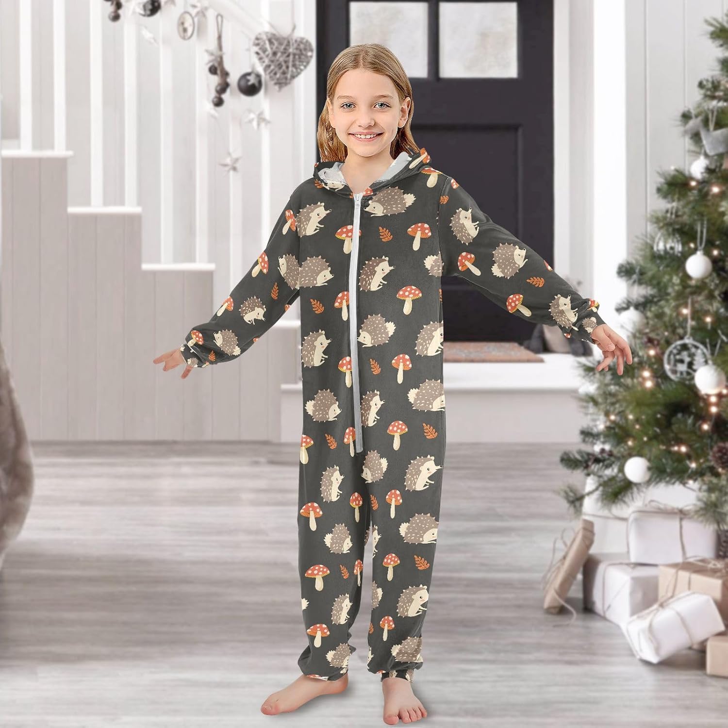 French Fries and Hamburger Onesie Pajamas Zip Up Sleepwear