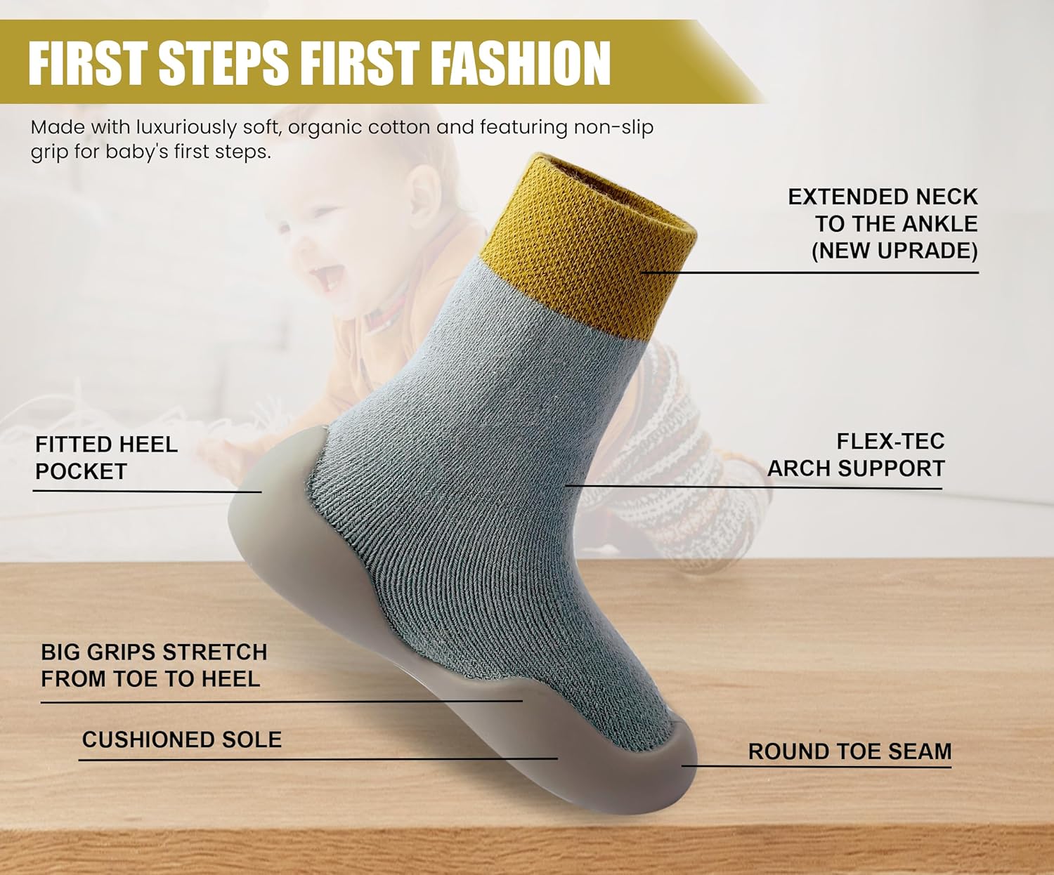 Dookeh - First Walk - Baby Socks Shoes with Anti-Collisionsole