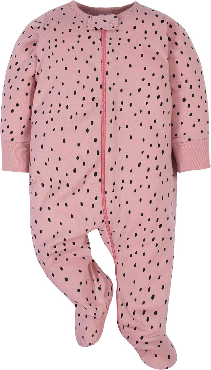 Gerber Baby Girls Footies Sleep Play 4-Pack with Fun Design