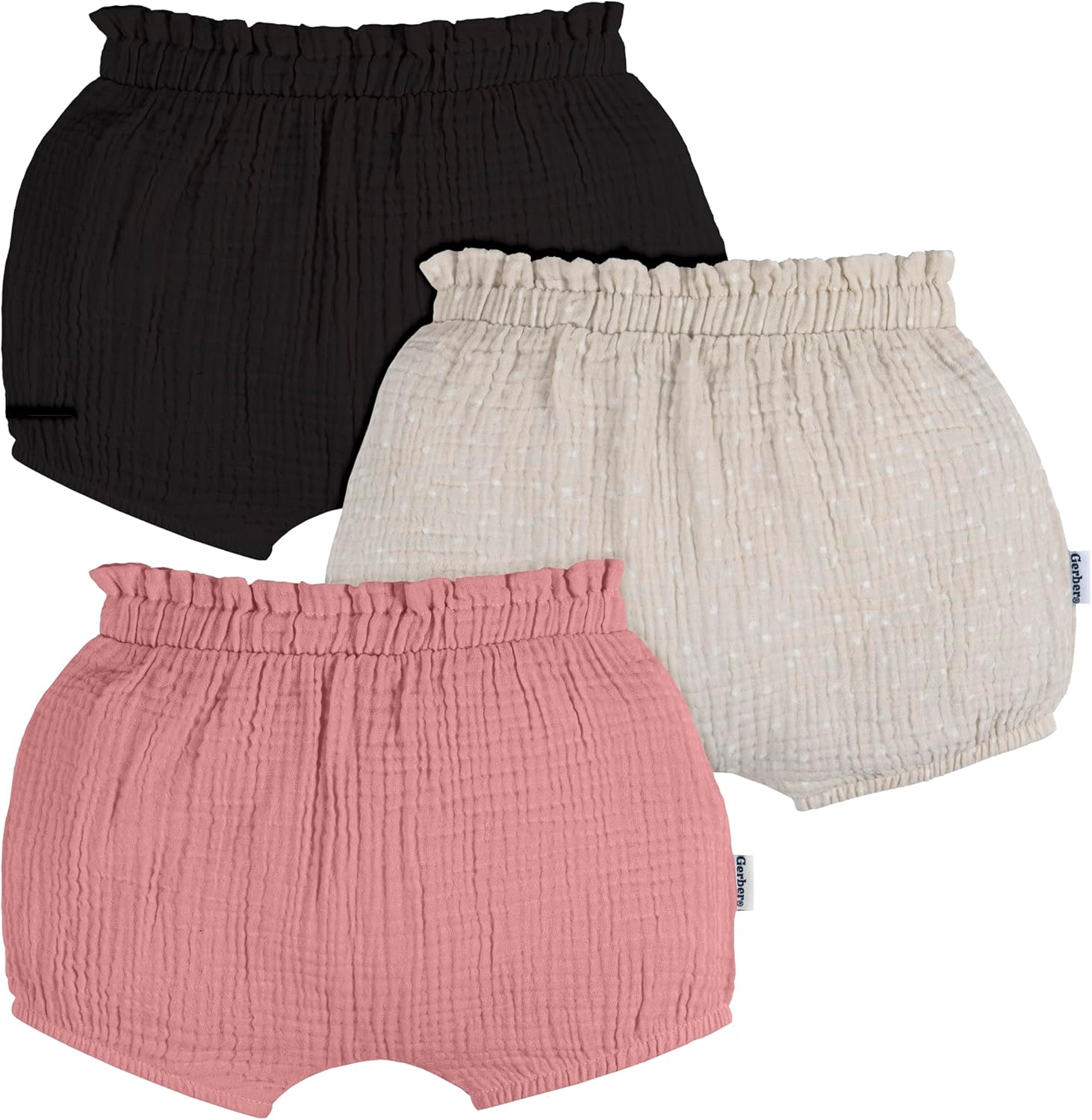Gerber Baby Girls 3-Pack Bubble Shorts 3-24M