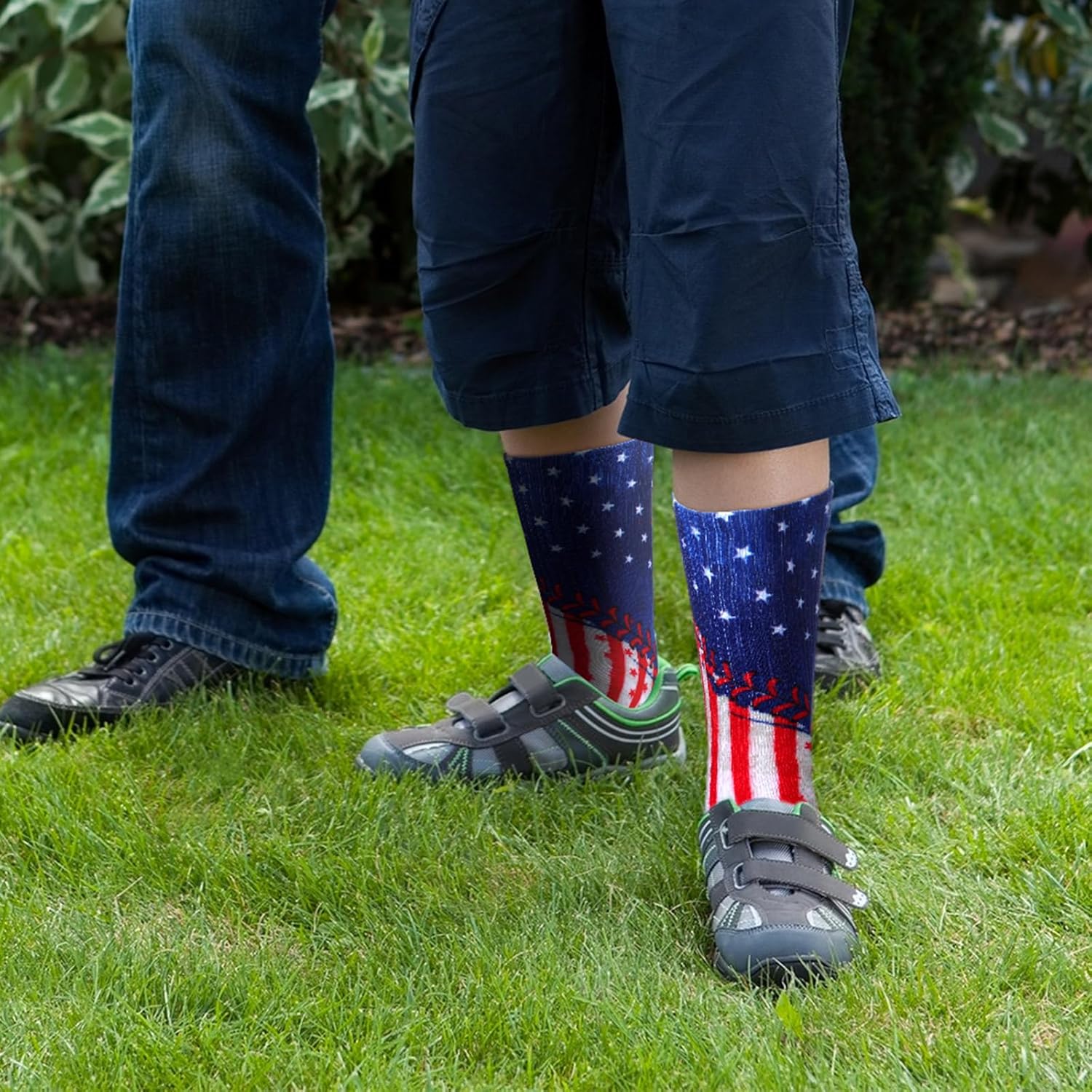 Jeyiour 10-Pair Mid Calf Baseball Crew Socks Patriotic Anthology