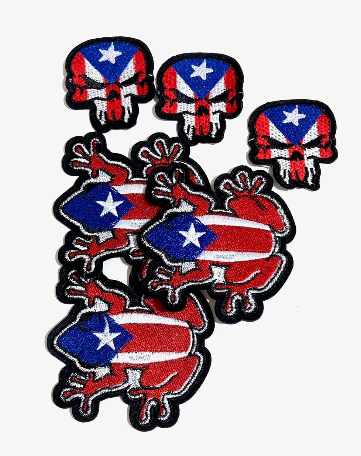 Genuine Puerto Rican Flag Iron-On Patch WITH COQUI SKELL uncontaminated