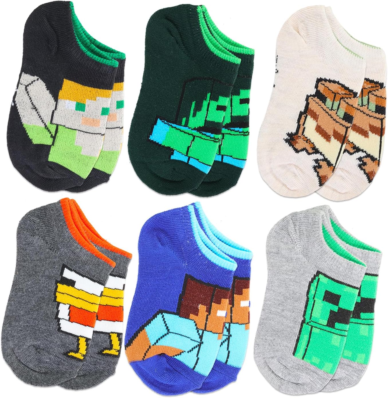 Minecraft Socks Set for Boys 6-8 with Stickers