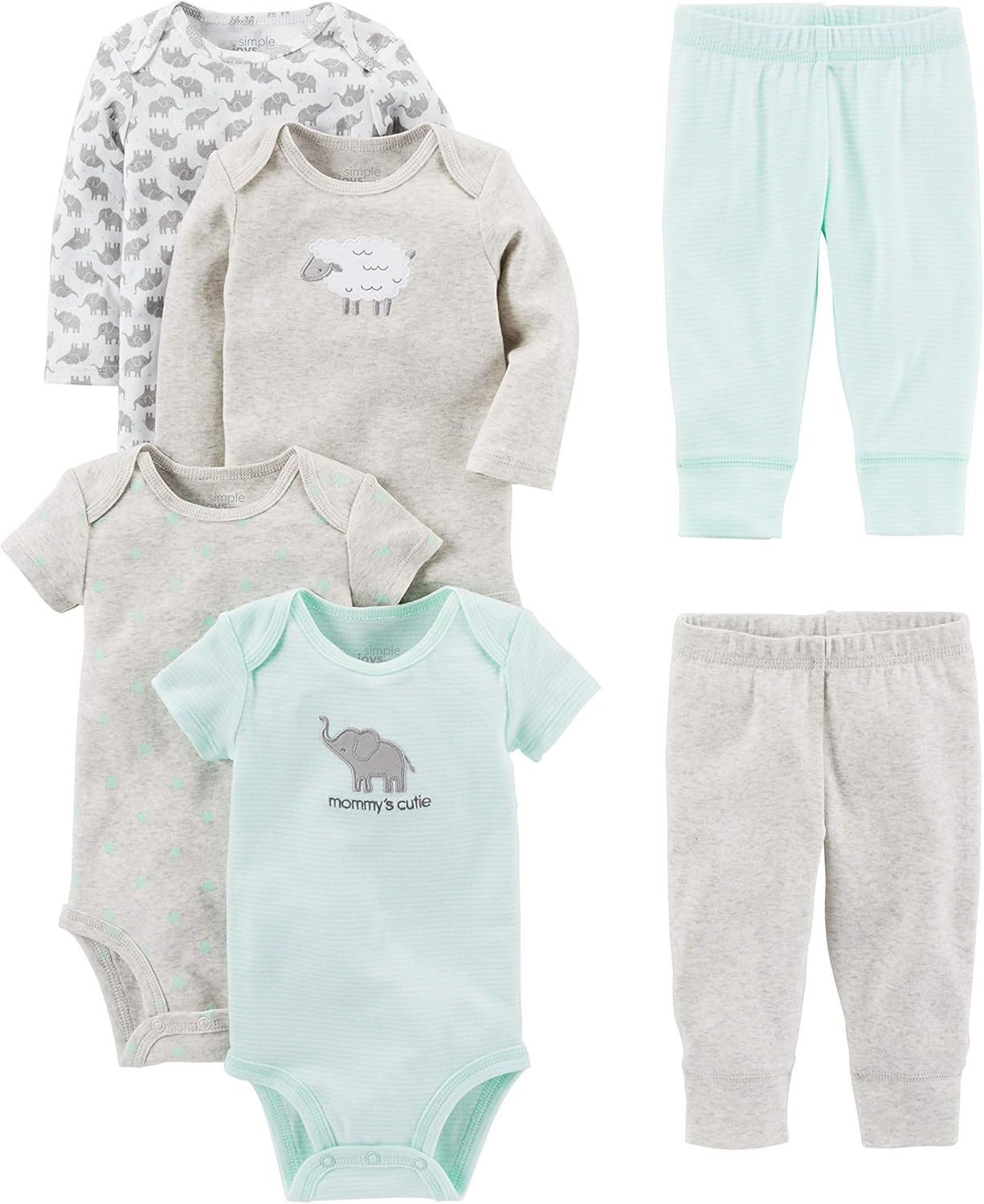 Simple Joys by Carters Unisex-Baby 6-Piece Bodysuits Pants Set