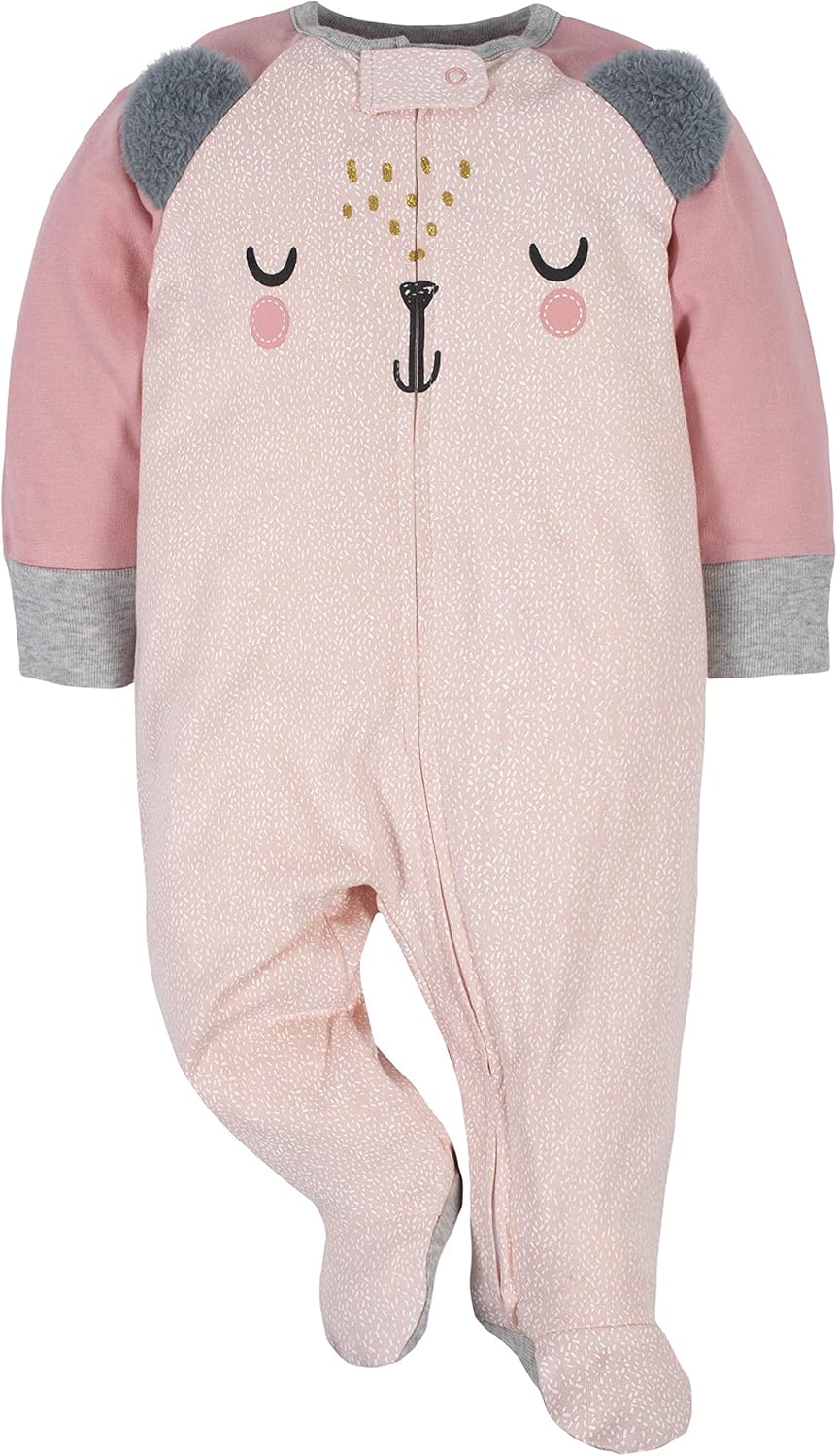 Gerber Baby Girls Footies Sleep Play 4-Pack with Fun Design