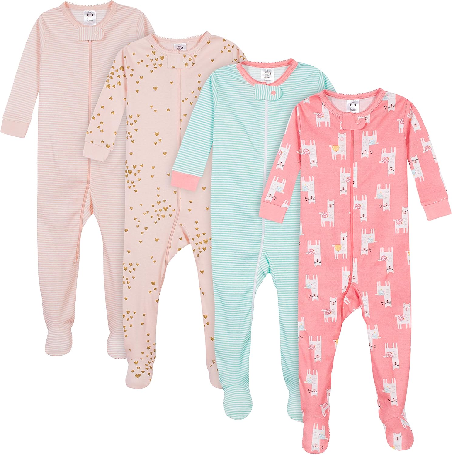 Gerber Baby Girls 4-Pack Footed Pajamas Actual Product