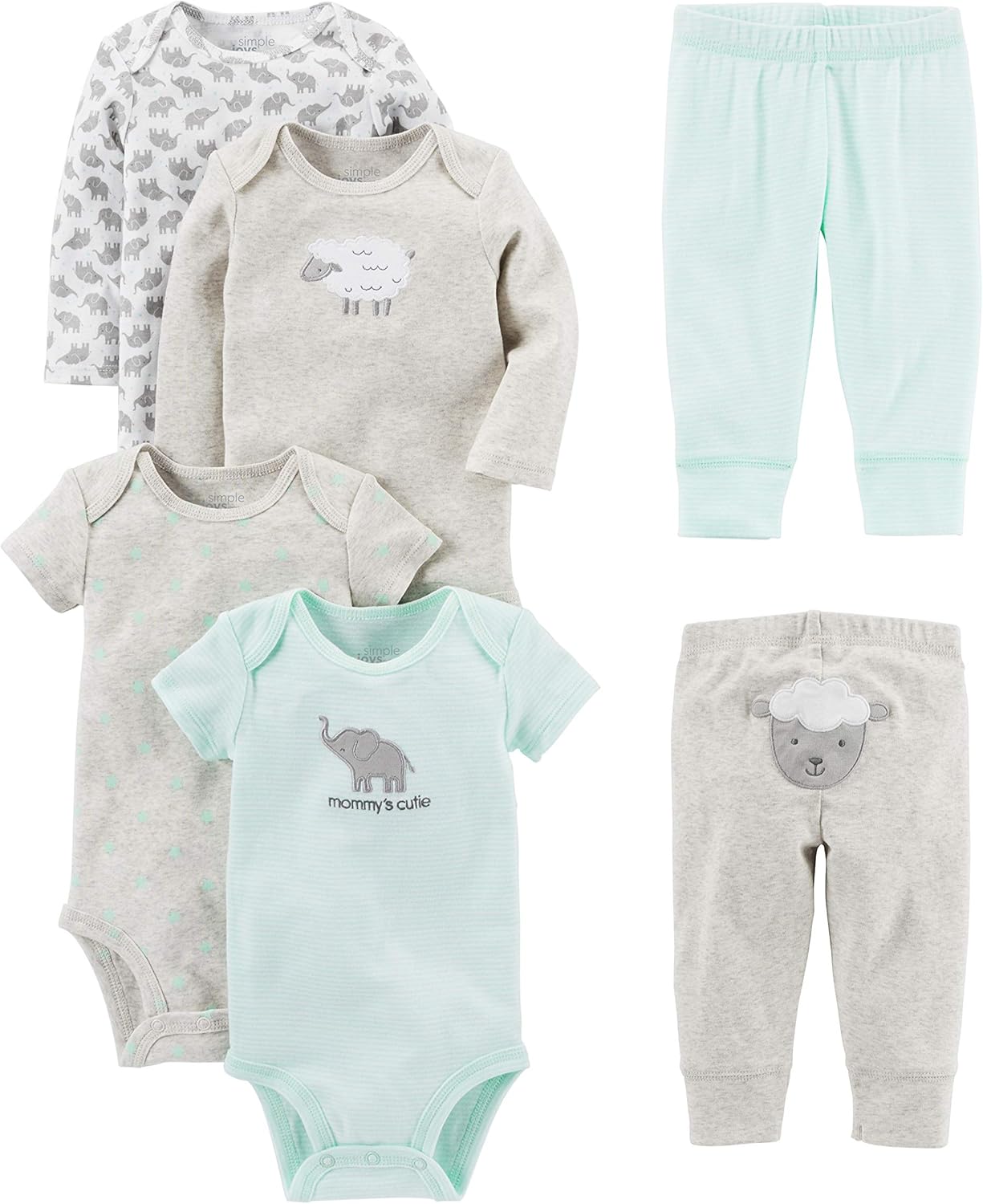Simple Joys by Carters Unisex-Baby 6-Piece Bodysuits Pants Set