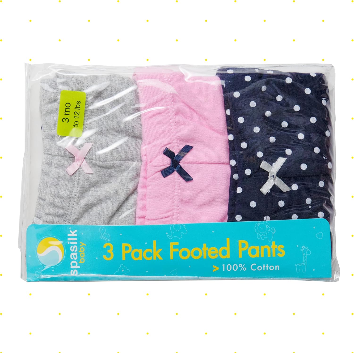 3-Pack Soft Cotton Footed Pants