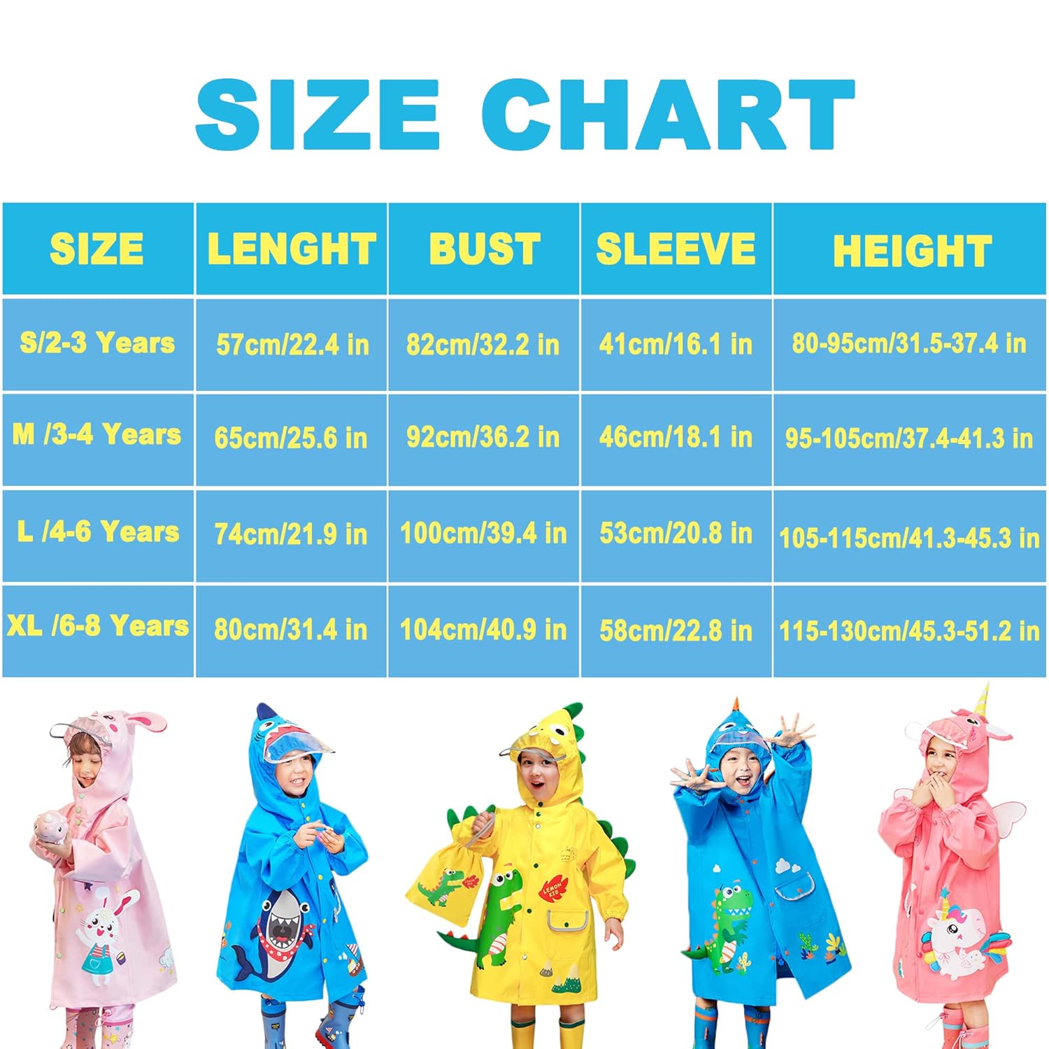 Fewlby Kids Raincoat Safe Water-Resistant Easy to Carry