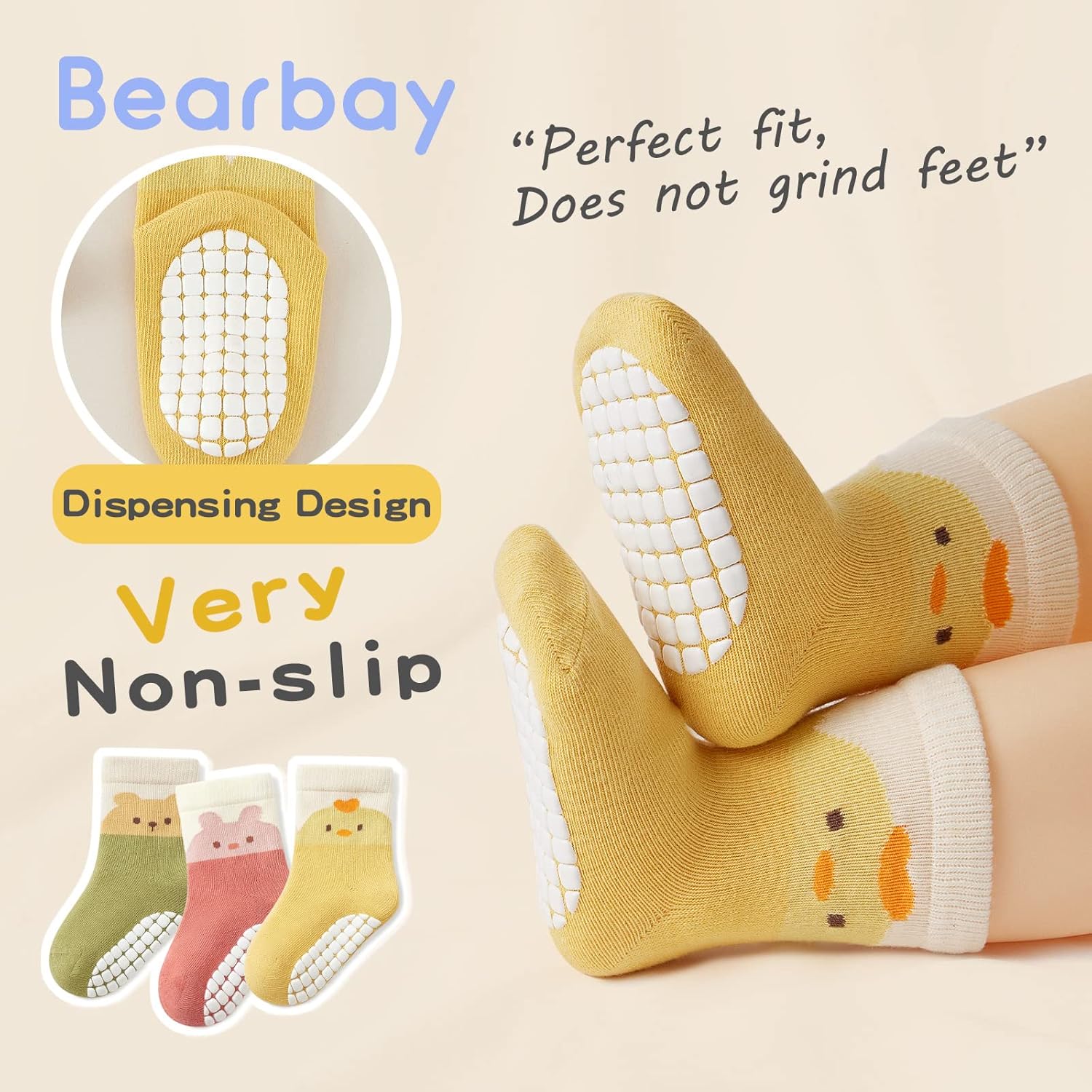 Adorable Non-Slip Ankle Socks for Toddlers 0-7 Months