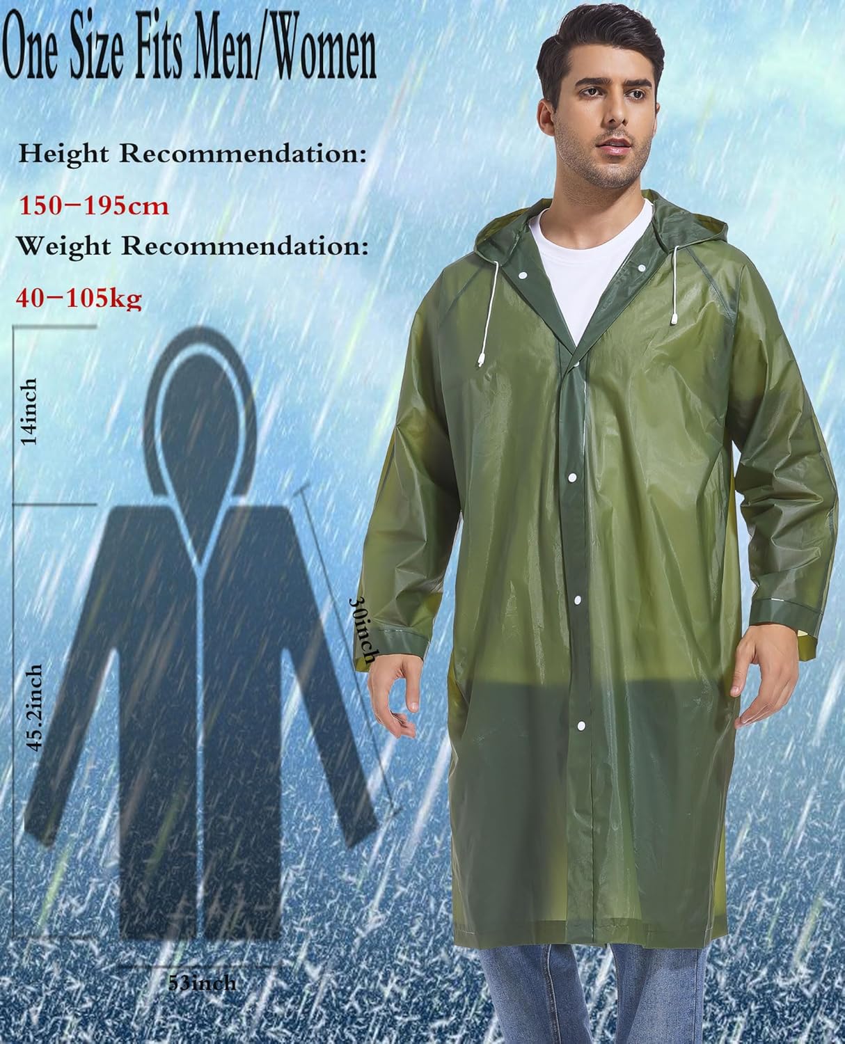 Premium Borogo Reusable Rain Coats for Men Durable Waterproof
