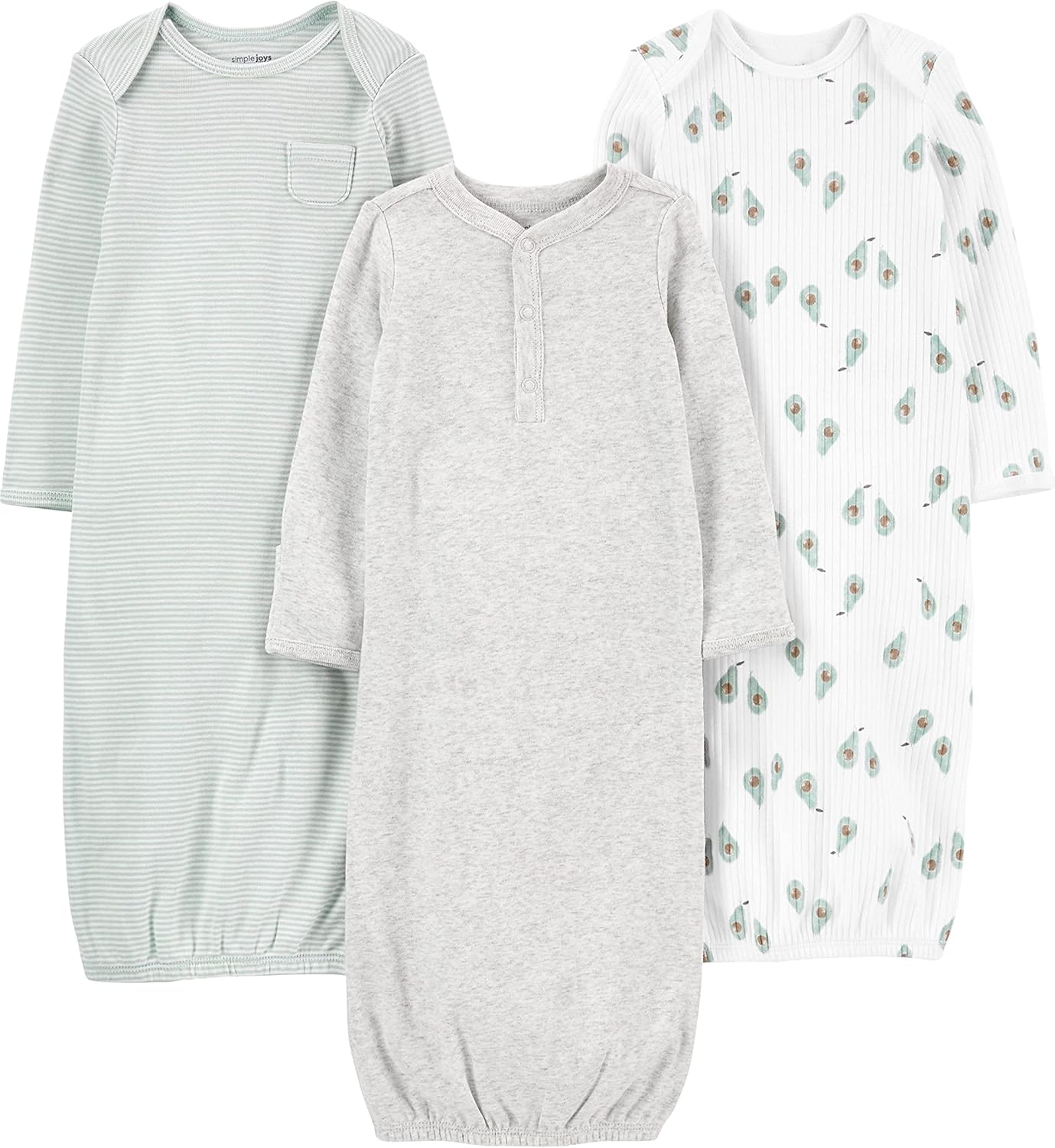 Simple Joys by Carters 3-Pack Neutral Cotton Sleeper Gowns for Baby