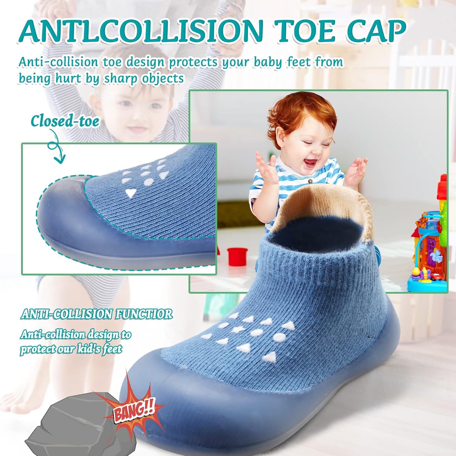 Eocom Cute Non-Skid Fluffy Toddler Booties for Walking