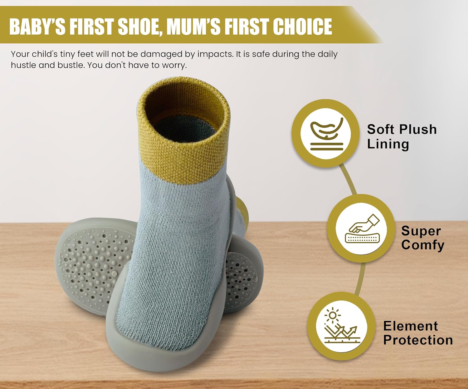 Dookeh - First Walk - Baby Socks Shoes with Anti-Collisionsole